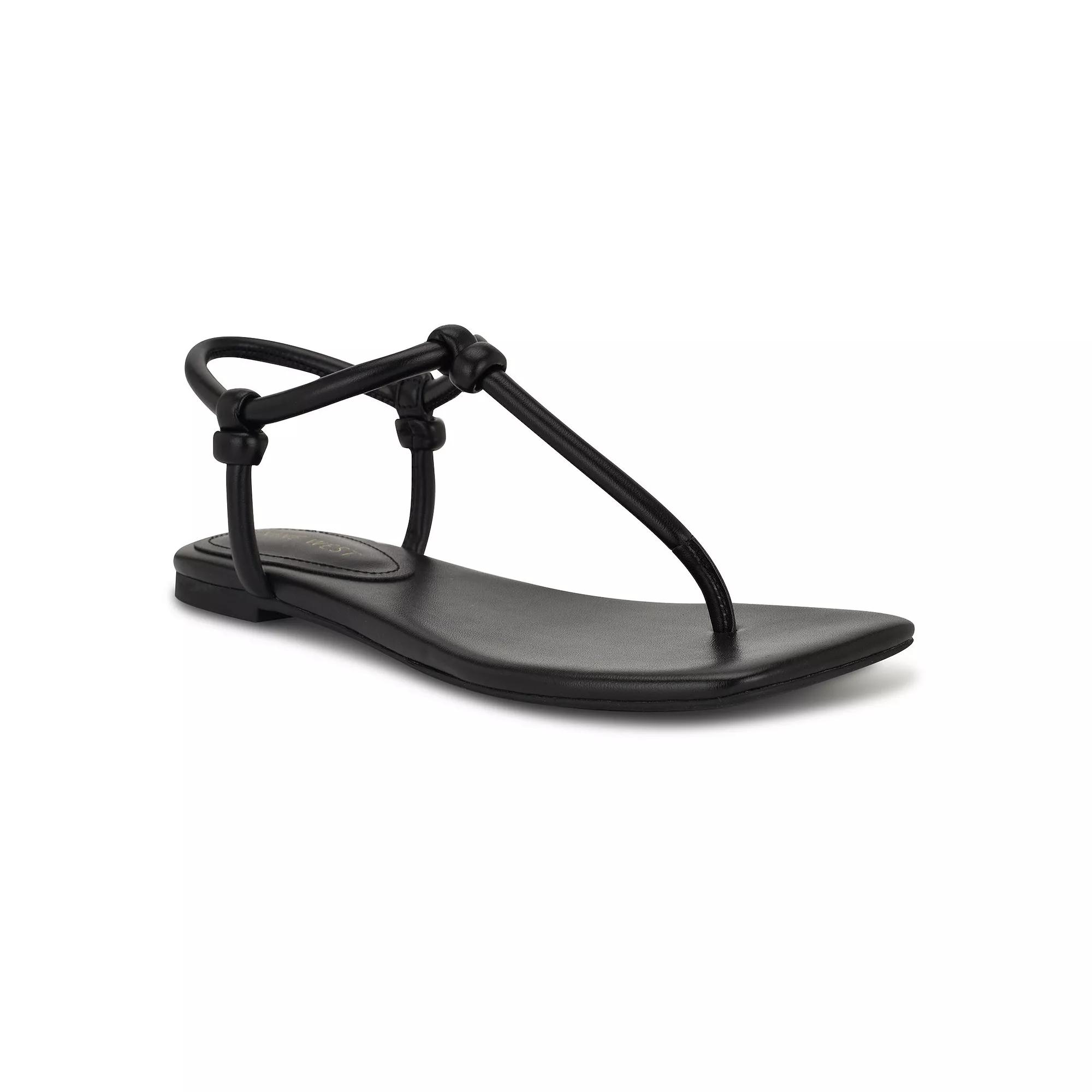 Nine West Nortny Women's Casual Square Toe Flat Sandals, Size: 8, Black Product Image