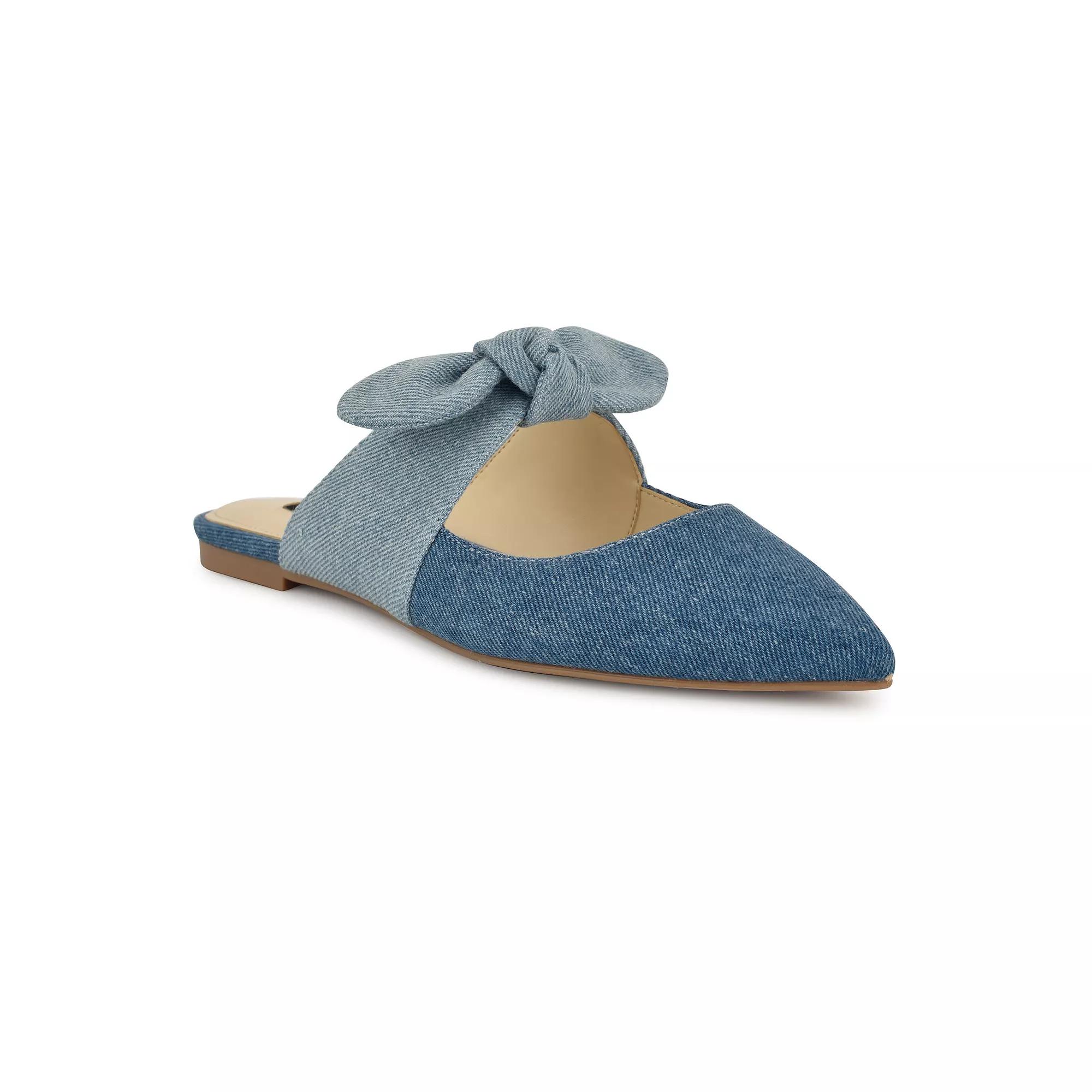 Nine West Bowin Slip-On Pointy Toe Dress Flats, Women's, Size: 7.5, Blue Blue Product Image