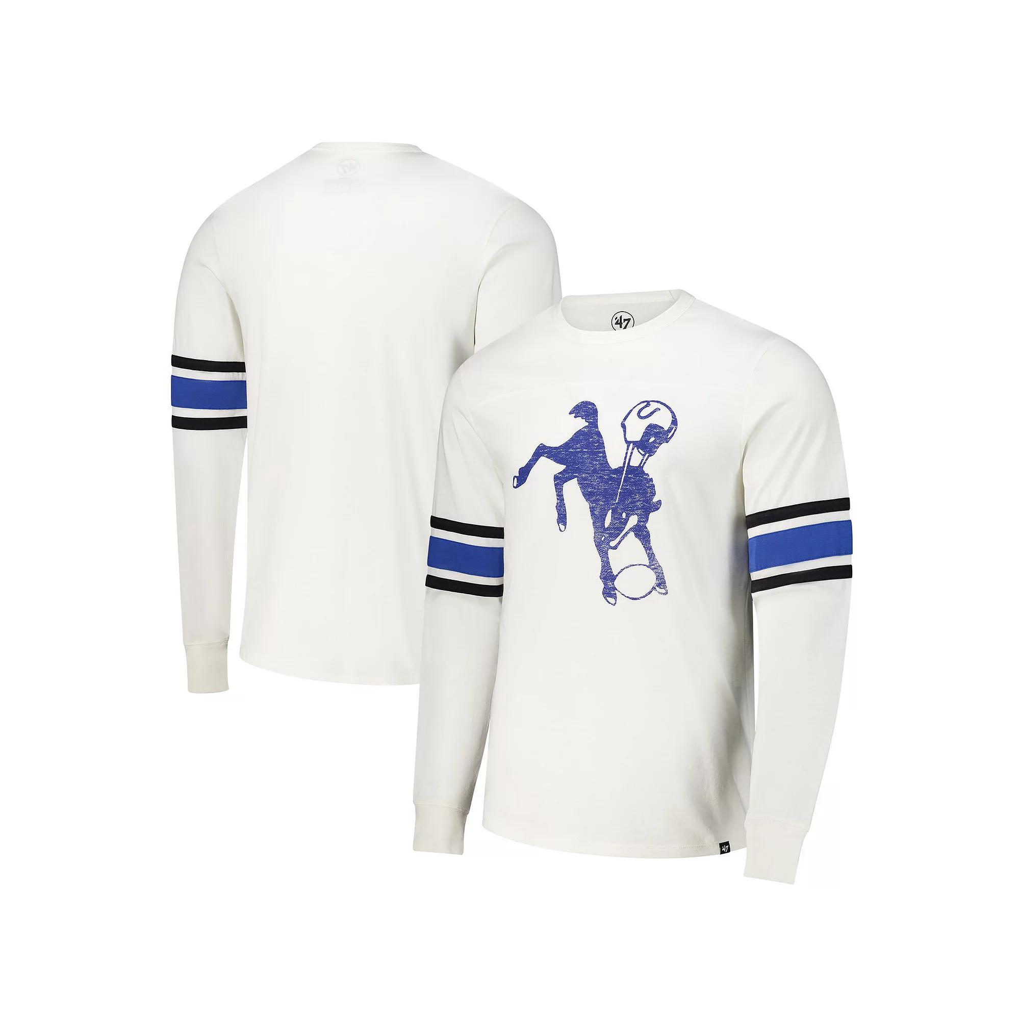 Men's '47 White Indianapolis Colts Gridiron Throwback Premier Brex Long Sleeve T-Shirt, Size: XL Product Image