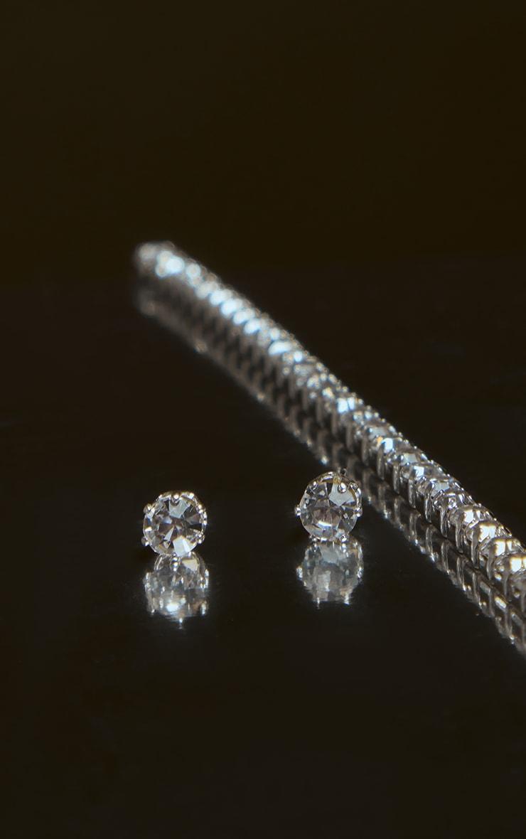 Silver Dainty Stud And Necklace Set Product Image