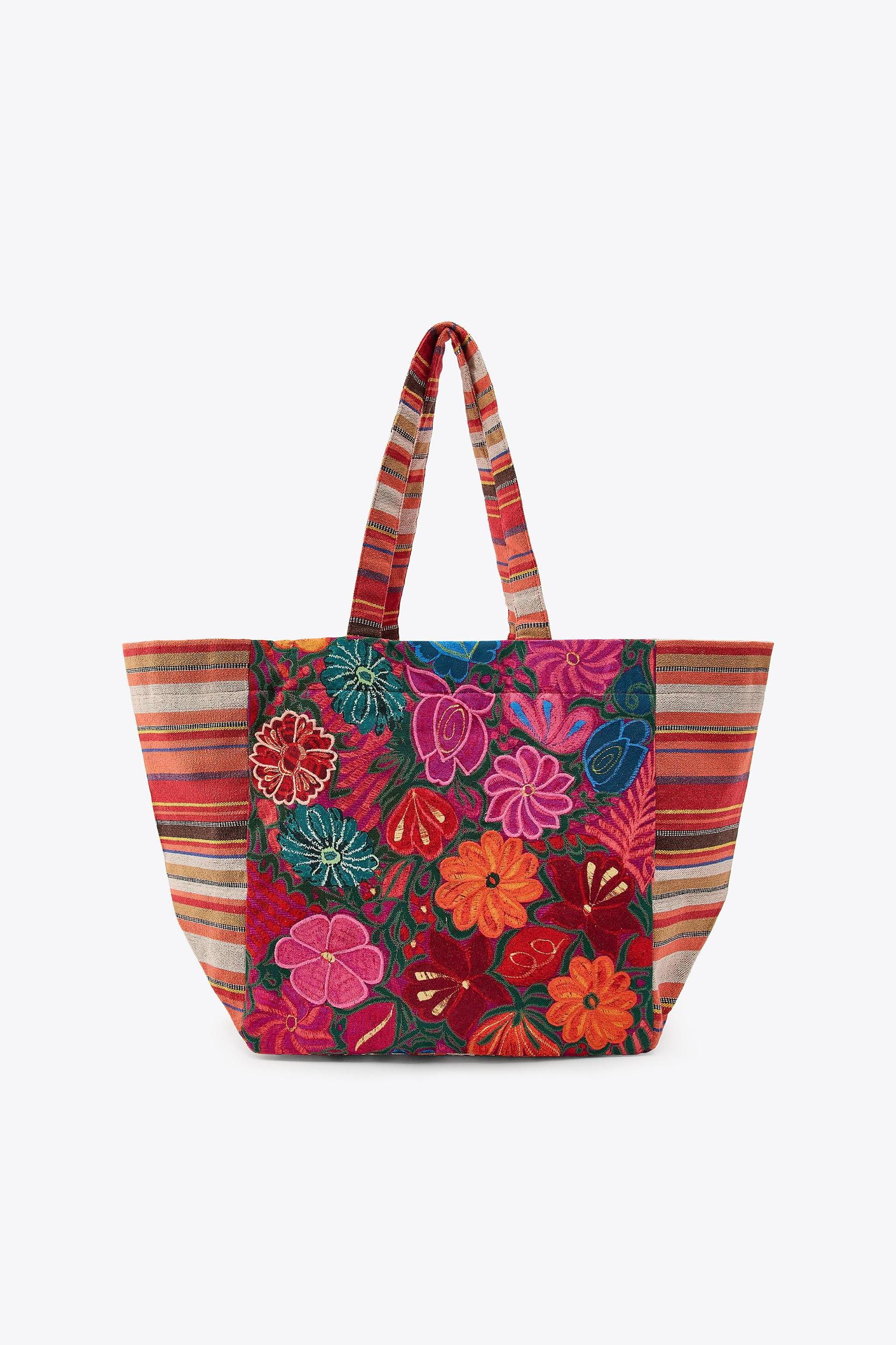 EMBROIDERED FLOWER SHOPPER BAG Product Image