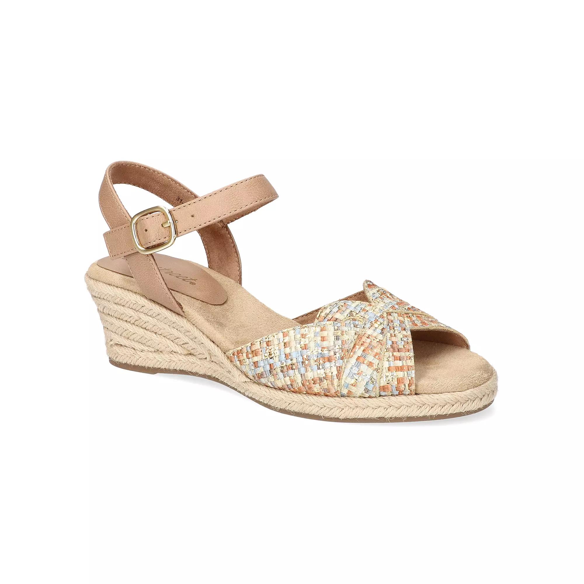 Easy Street Miramar Women's Espadrille Wedge Sandals, Size: 8.5 Wide, Pastel Team Woven Product Image