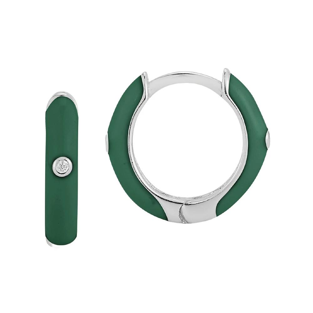 Sunkissed Sterling Cubic Zirconia & Enamel Huggie Earrings, Women's, Gold Tone Purple Product Image