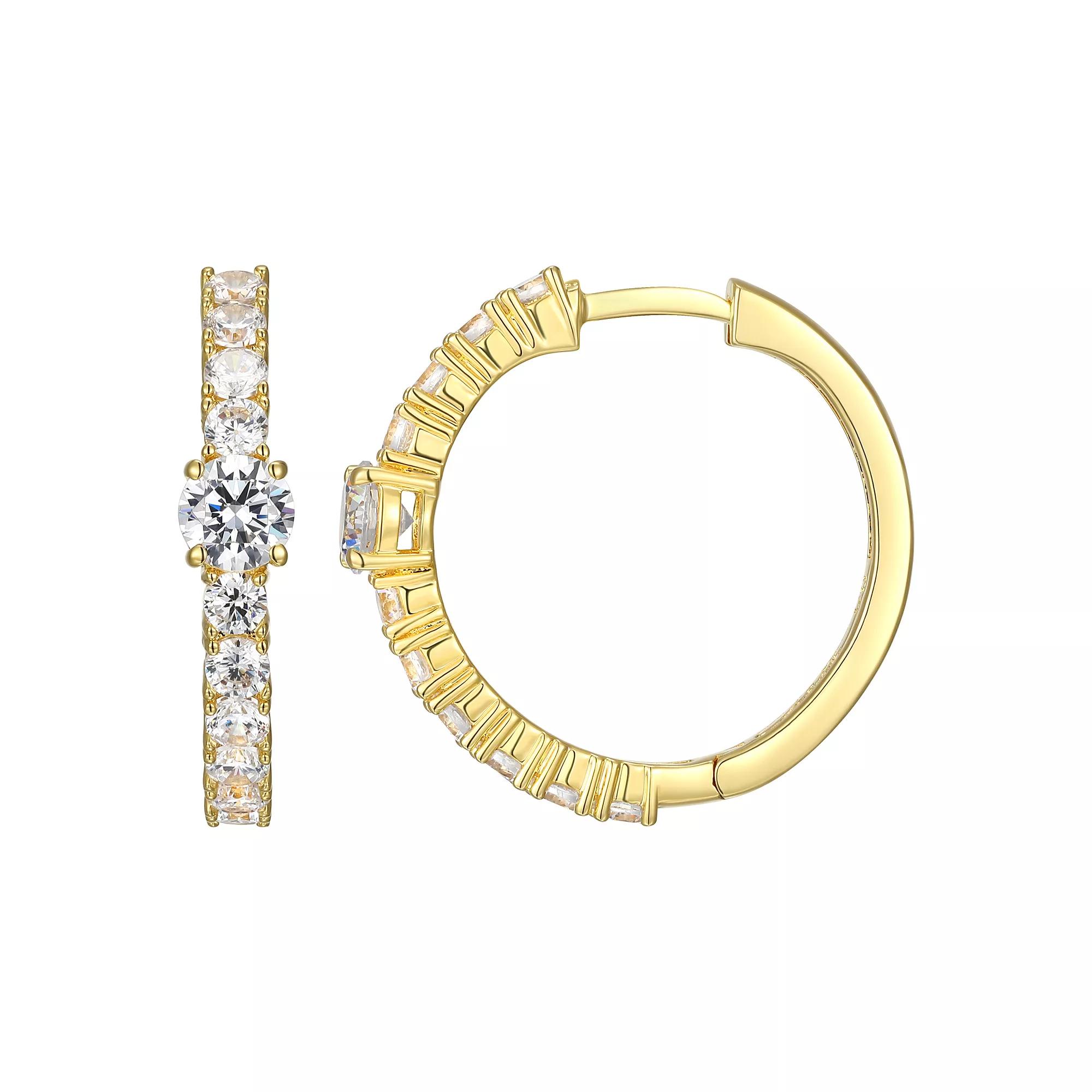 18k Gold Over Sterling Silver Lab-Created Moissanite Hoop Earrings, Women's, Gold Tone Product Image