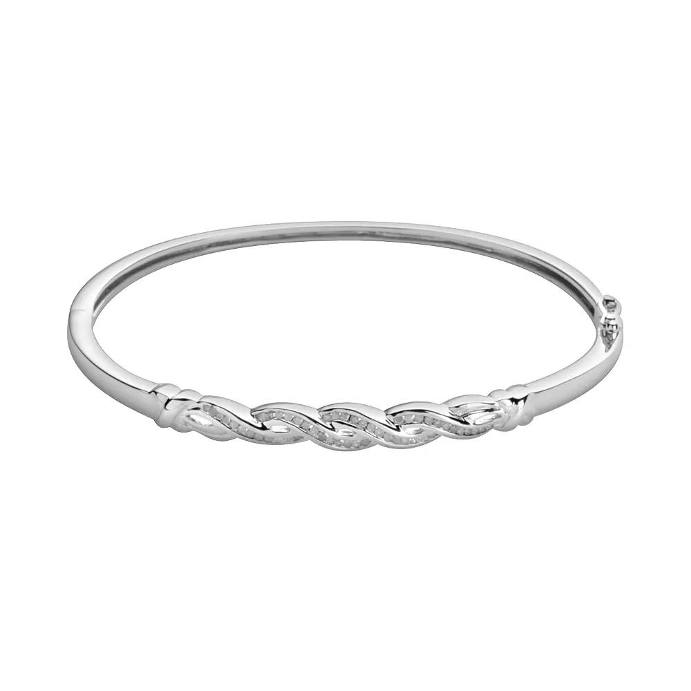Sterling Silver 1/4-ct. T.W. Diamond Infinity Bangle Bracelet, Women's Product Image