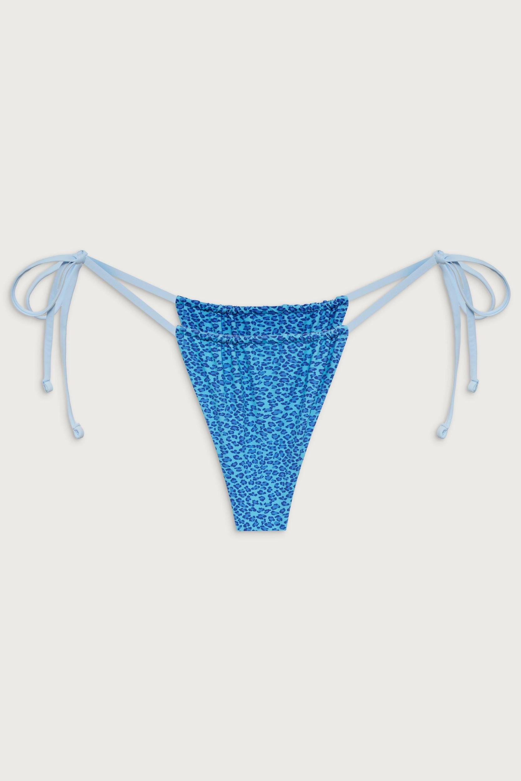 Tia Skimpy String Bikini Bottom - Cobalt Cheetah Product Image