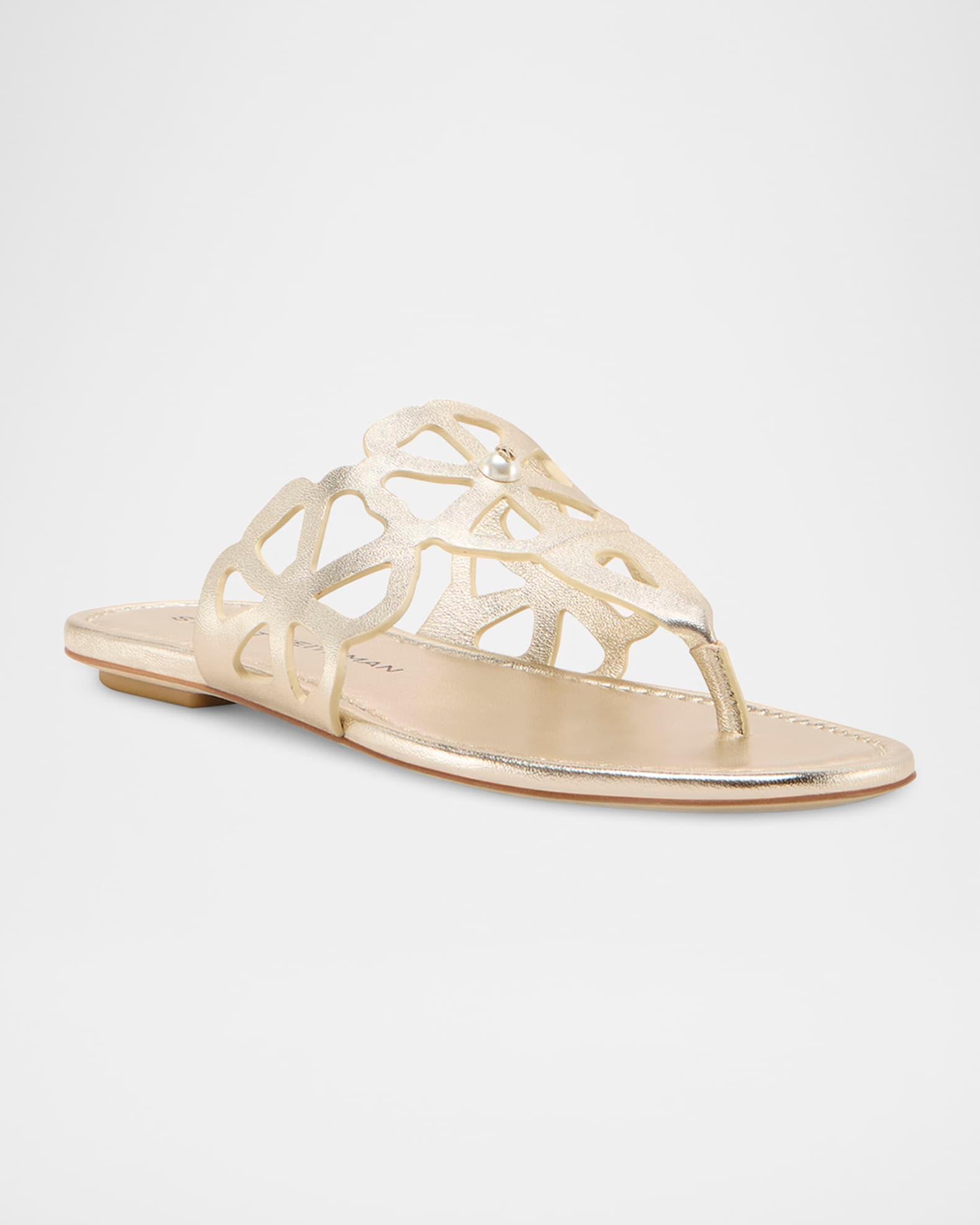 Jasmine Metallic Cutout Thong Sandals Product Image