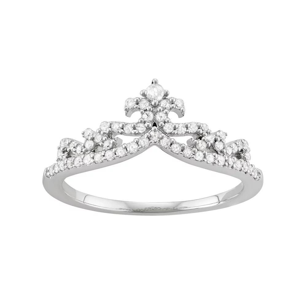 Sterling Silver 1/3 Carat T.W. Diamond Crown Ring, Women's, Size: 9 Product Image