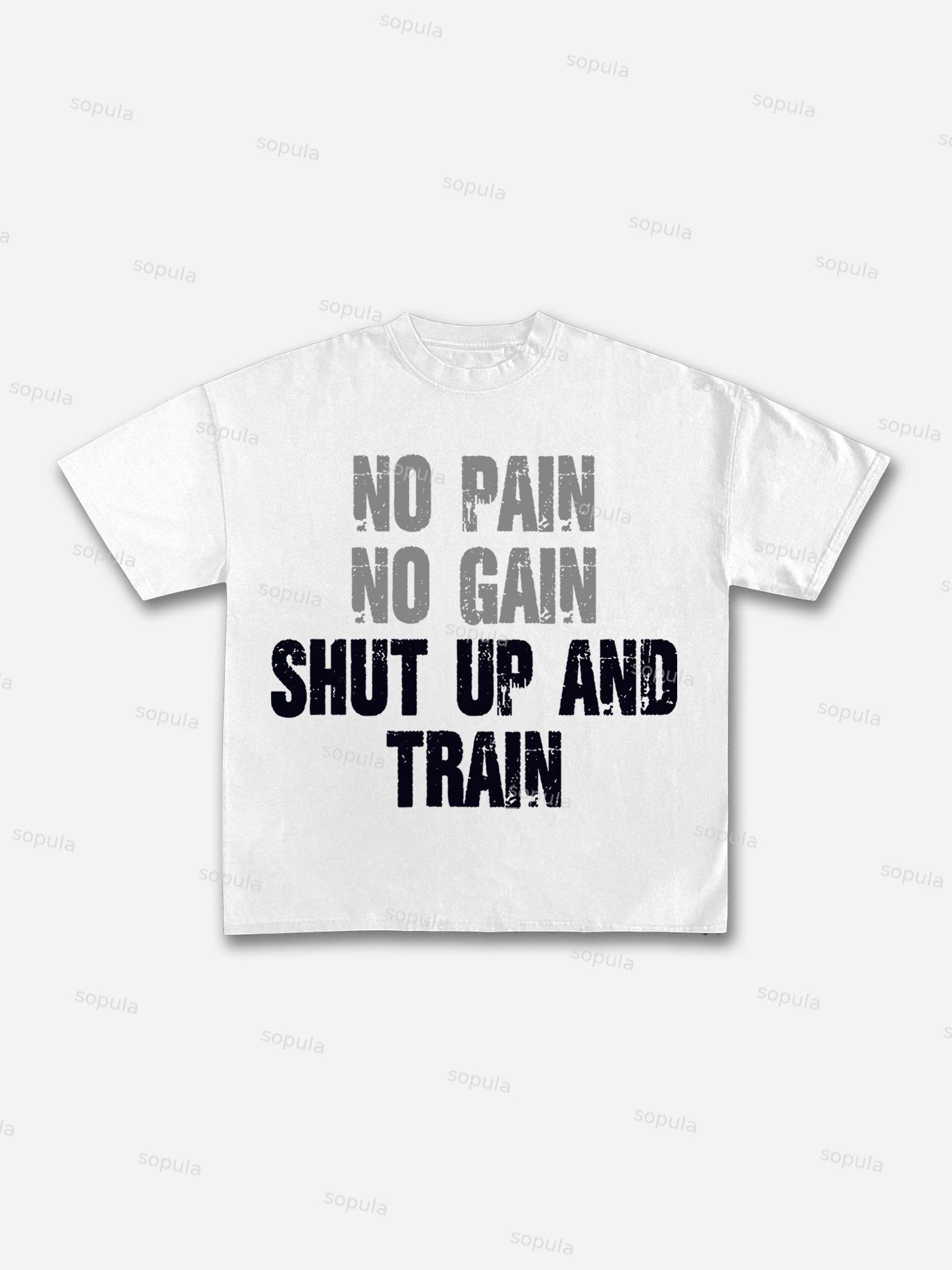 No Pain No Gain Gym T-shirt Graphic Cotton T-shirt Product Image