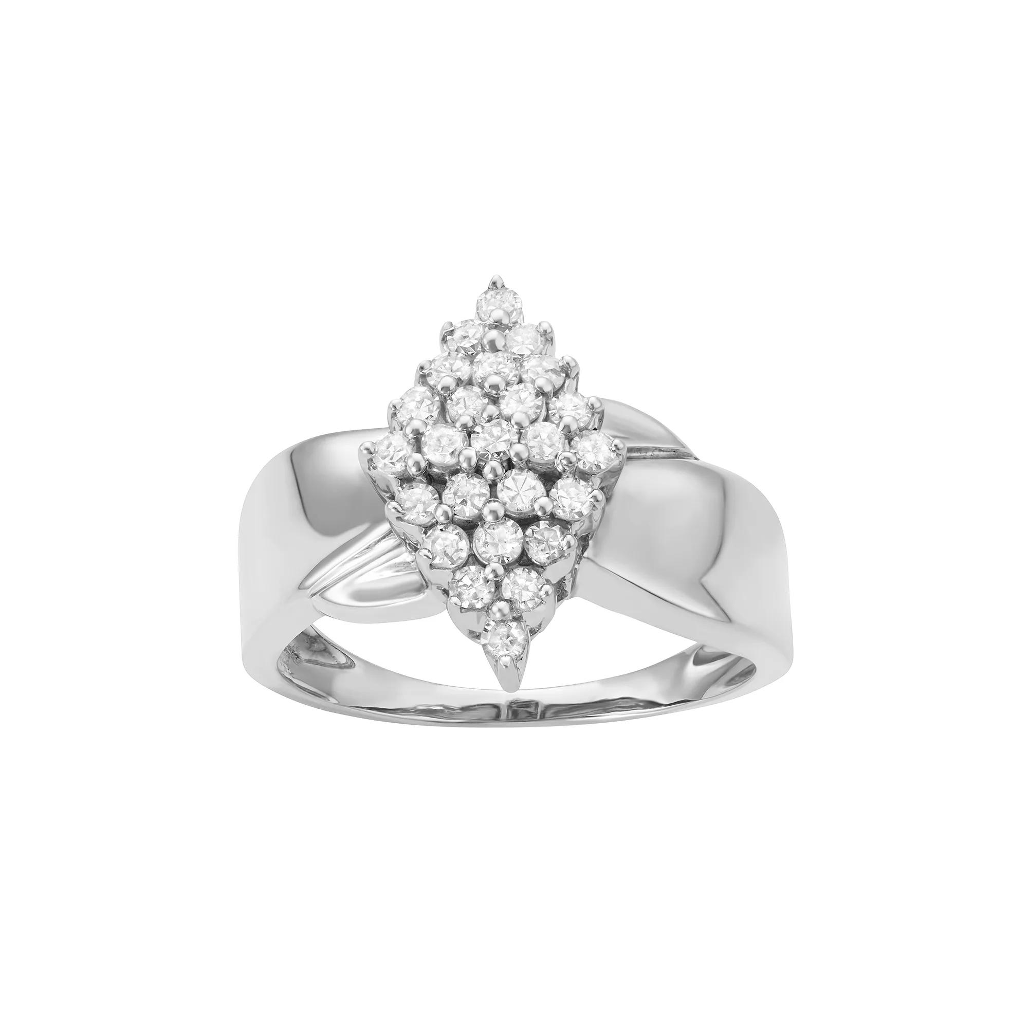 Sterling Silver 1/2 Carat T.W. Diamond Marquise Promise Ring, Women's, Size: 9, 14k Gold Plate Product Image