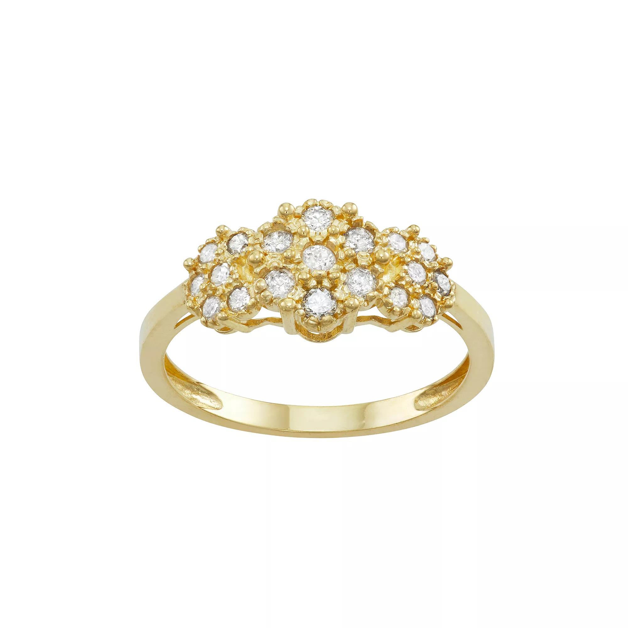Tiara 10k Gold 3/8 Carat T.W. Diamond Flower Ring, Women's, Size: 6 Product Image