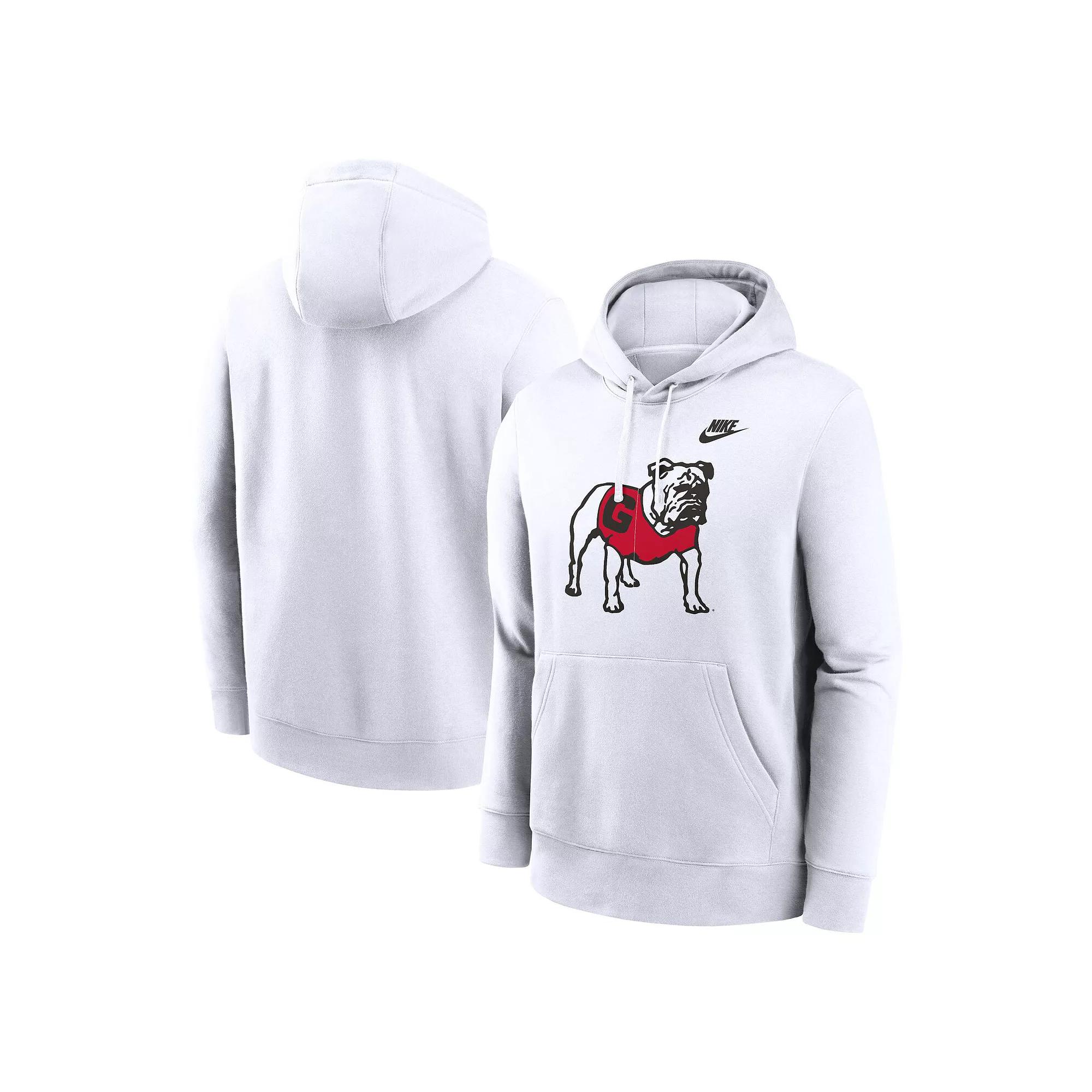 Men's Nike White Georgia Bulldogs Legacy Logo Club Fleece Pullover Hoodie, Size: XL Product Image