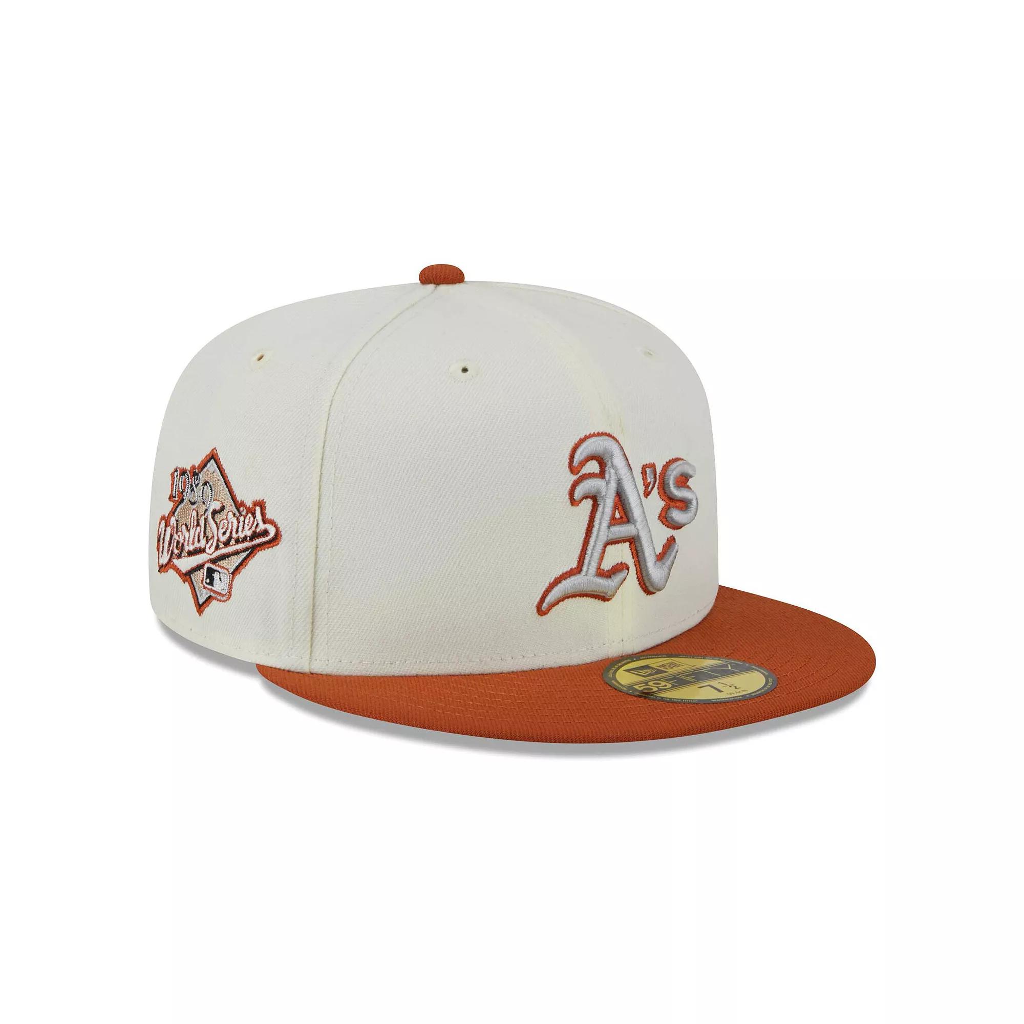 Men's New Era Cream/Orange Oakland Athletics 59FIFTY Fitted Hat, Size: 7 7/8, Beige Product Image