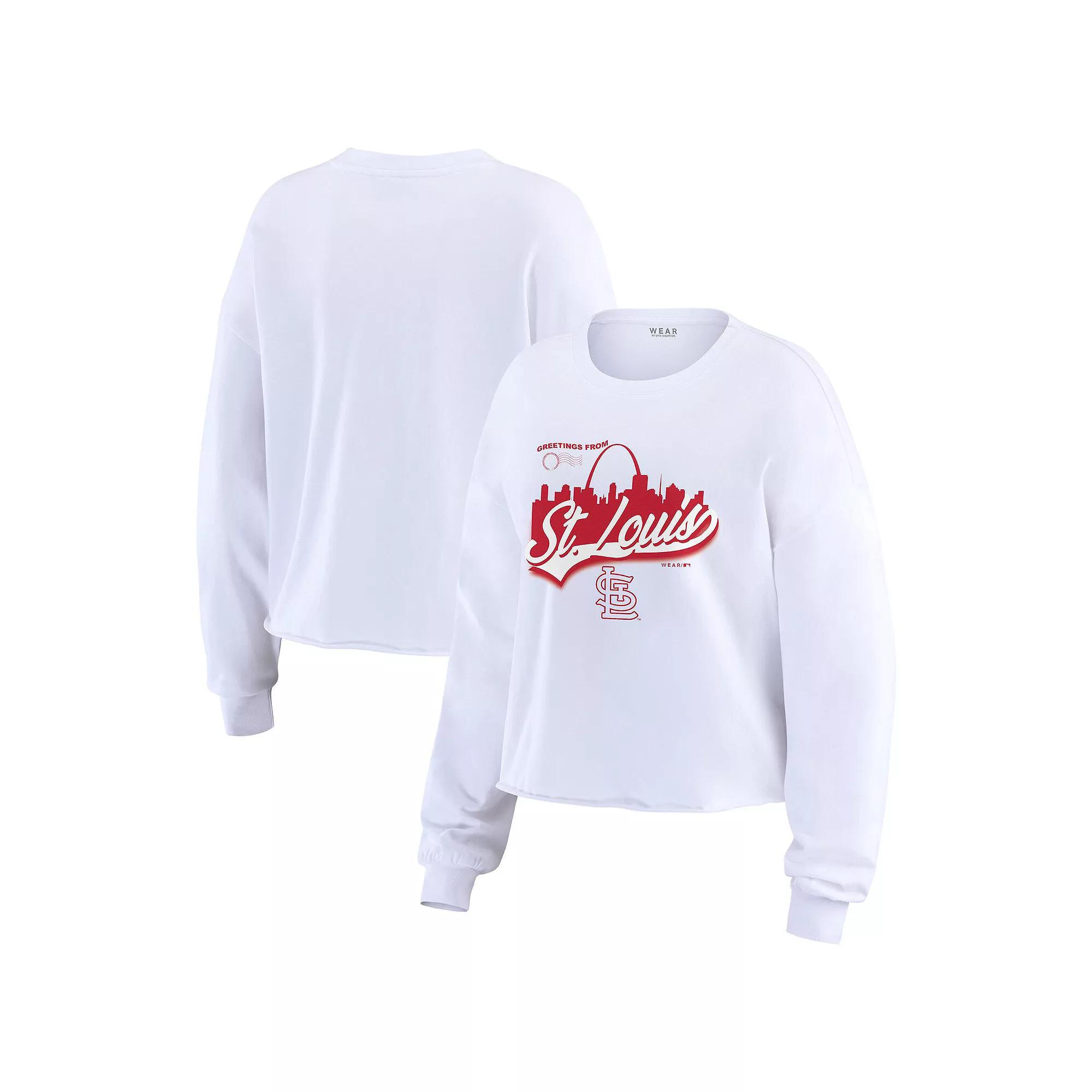 Women's WEAR by Erin Andrews White St. Louis Cardinals Domestic Postcard Long Sleeve T-Shirt,  Product Image