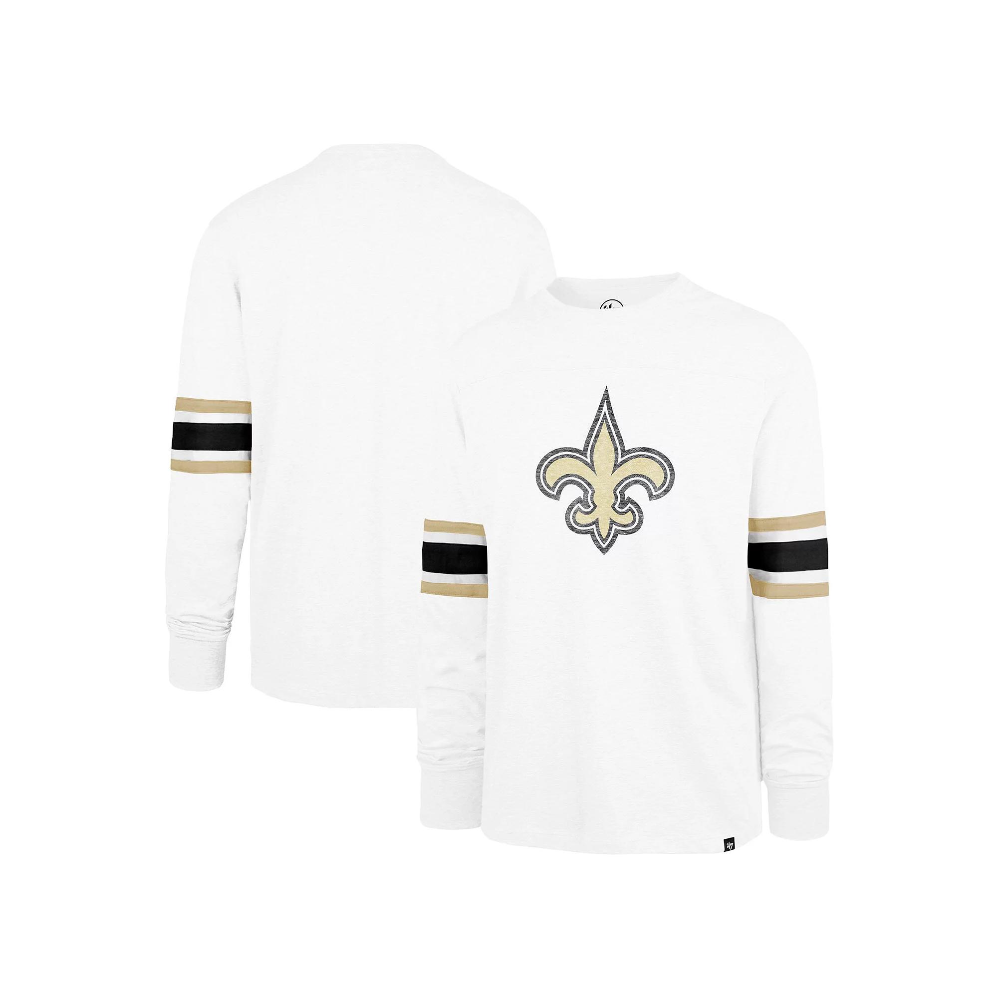 Men's '47 White New Orleans Saints Gridiron Premier Brex Long Sleeve T-Shirt,  Product Image