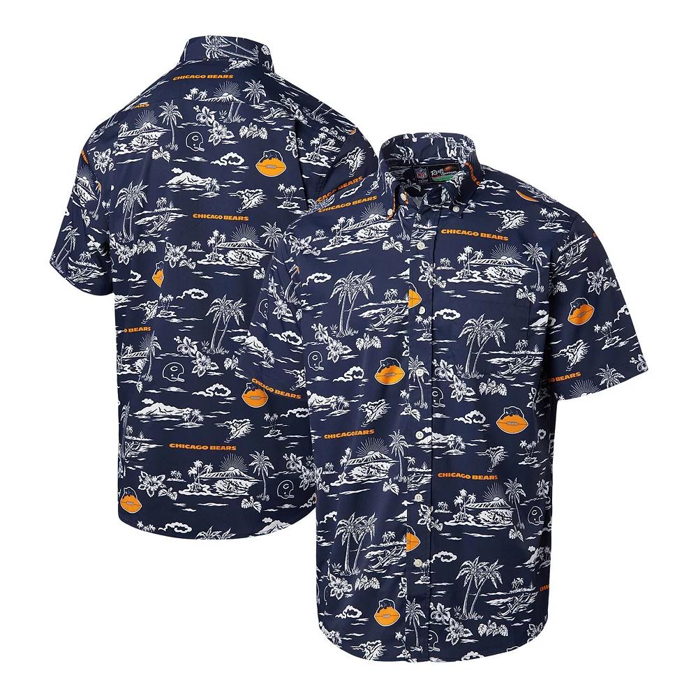 Men's Reyn Spooner Navy Chicago Bears Throwback KekaiÂ Print Button-Up Shirt,  Product Image