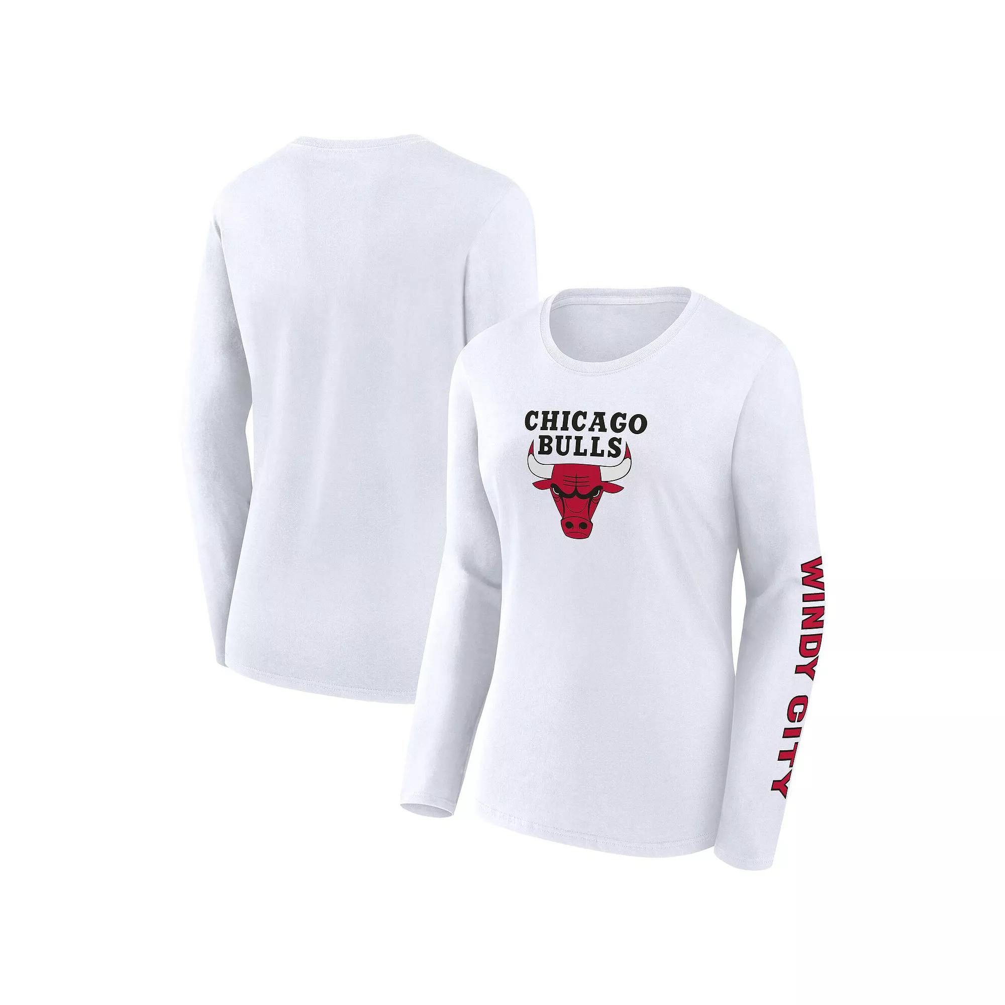 Women's Fanatics White Chicago Bulls Long Sleeve T-Shirt, Size: Small Product Image