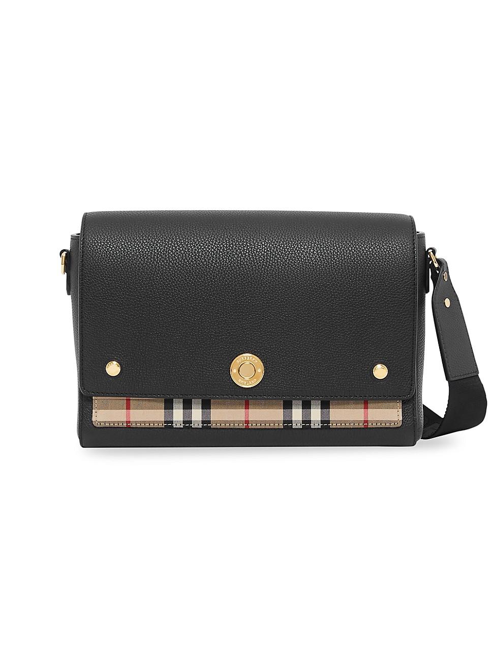Womens Medium Note Leather & Vintage Check Crossbody Bag Product Image