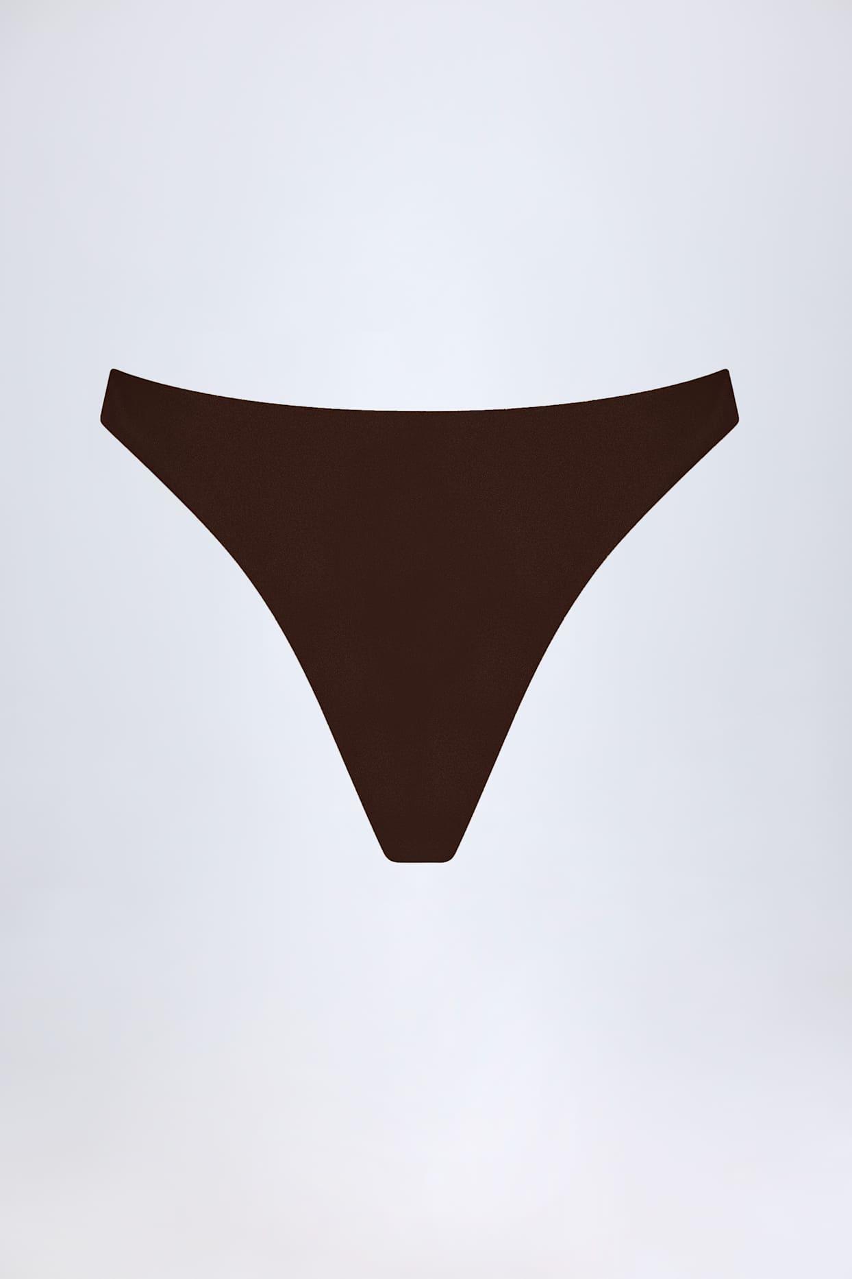 High-Leg Cheeky Bikini Bottoms in Dark Chocolate Product Image