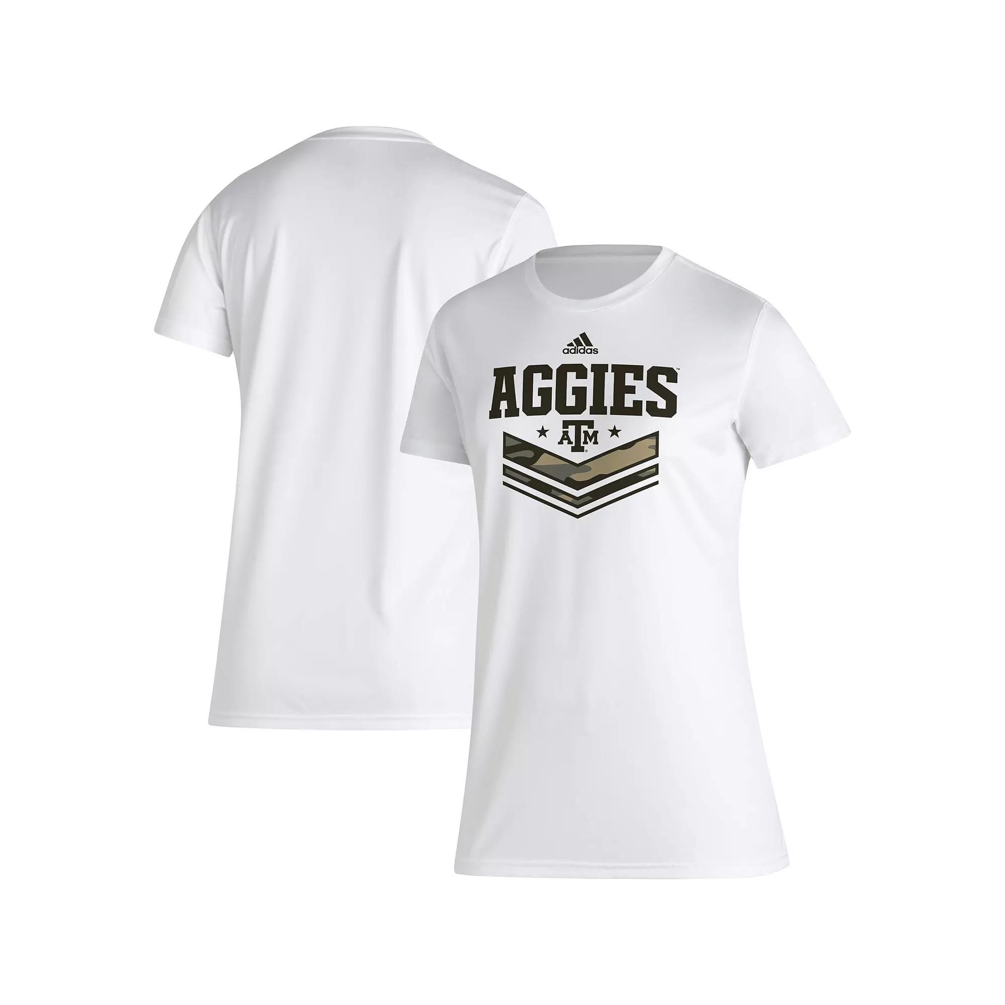 Women's adidas White Texas A&M Aggies Military Appreciation AEROREADY T-Shirt,  Product Image