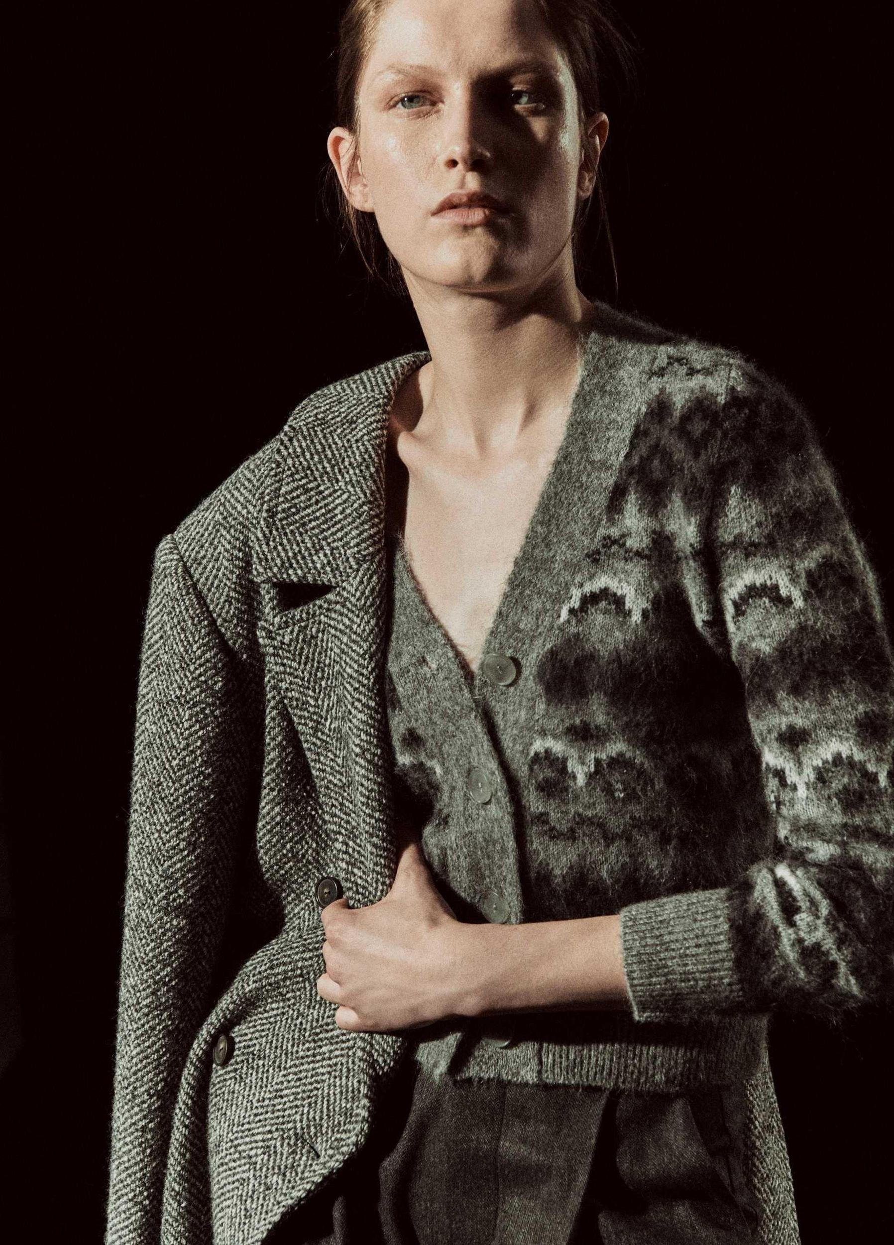 Italian Herringbone Wool-Blend Double-Breasted Coat Product Image