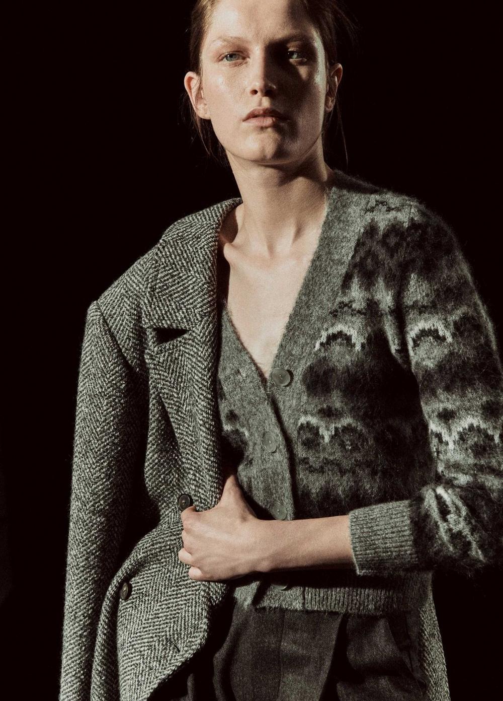 Italian Herringbone Wool-Blend Double-Breasted Coat Product Image