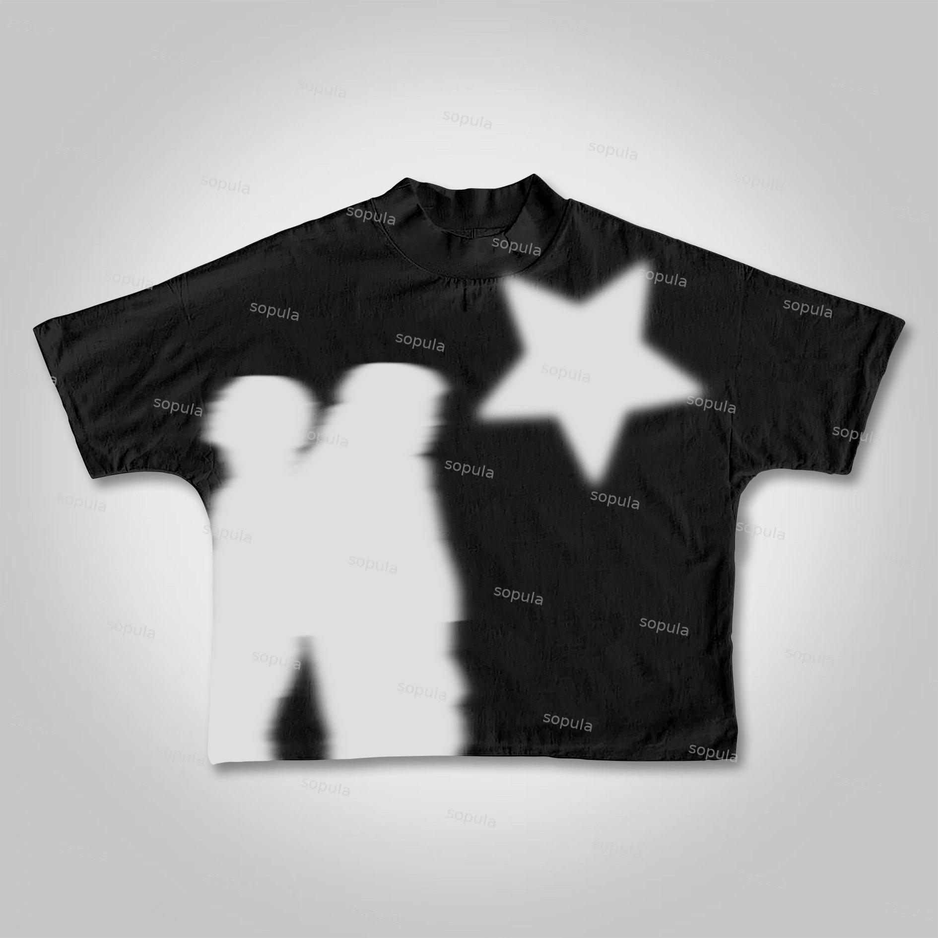 Sopula Virtual Shadow Graphics Cropped T-Shirts Product Image