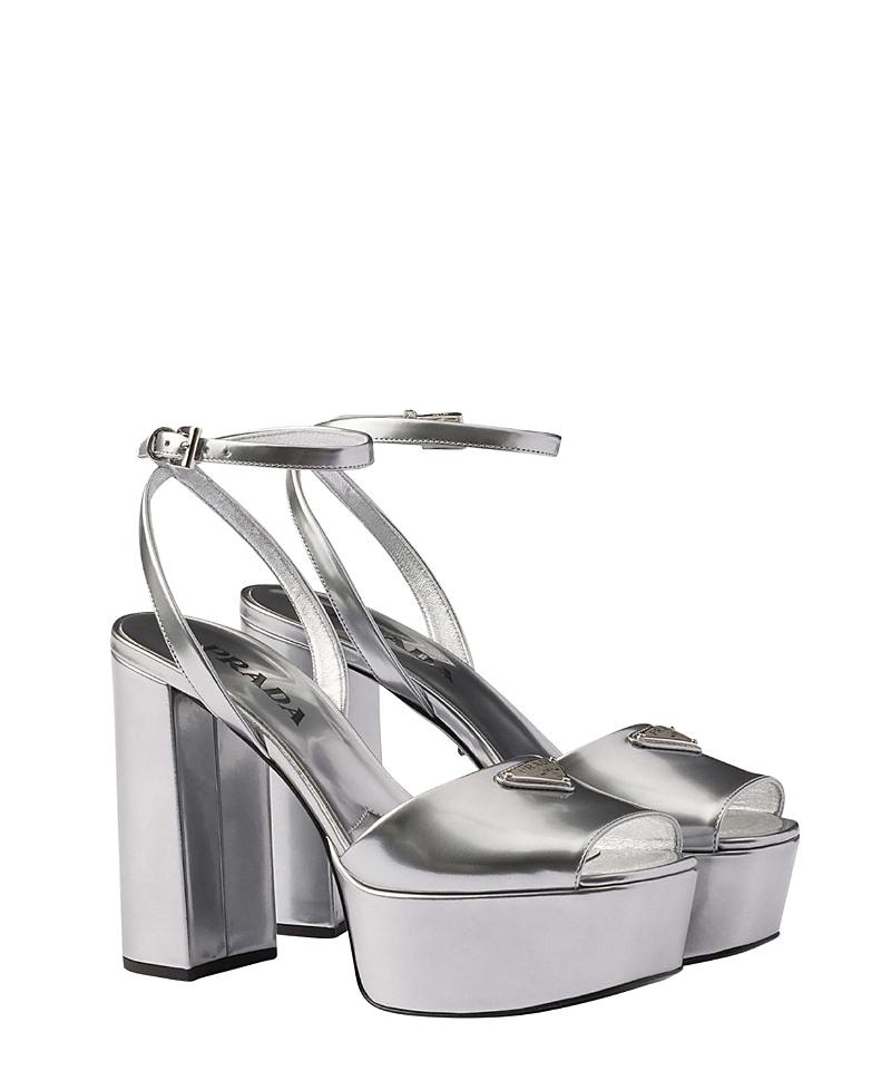 Womens Metallic Leather Platform Sandals Product Image