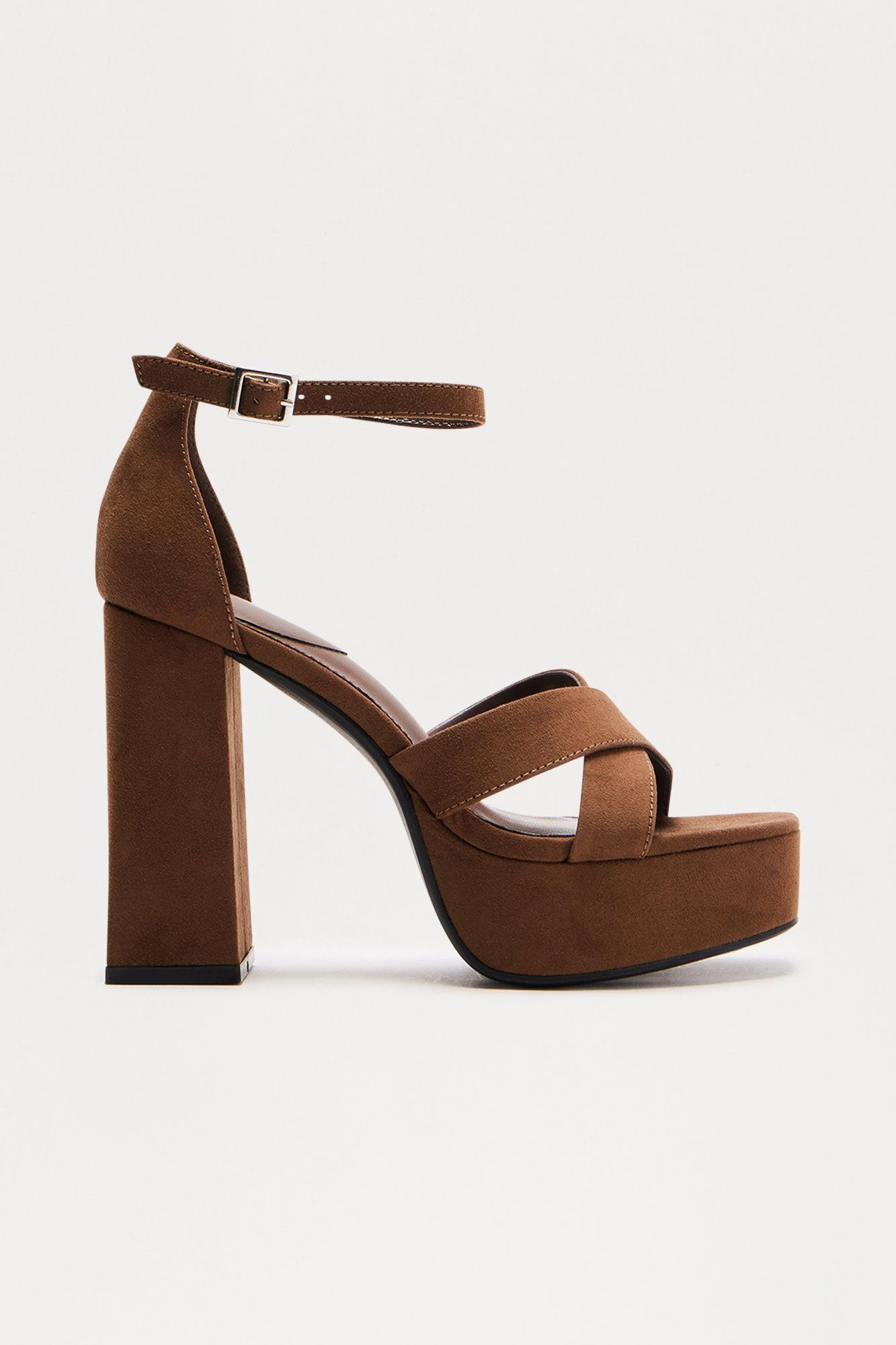 Jepsen Faux Suede Platform Heels - Brown Female Product Image