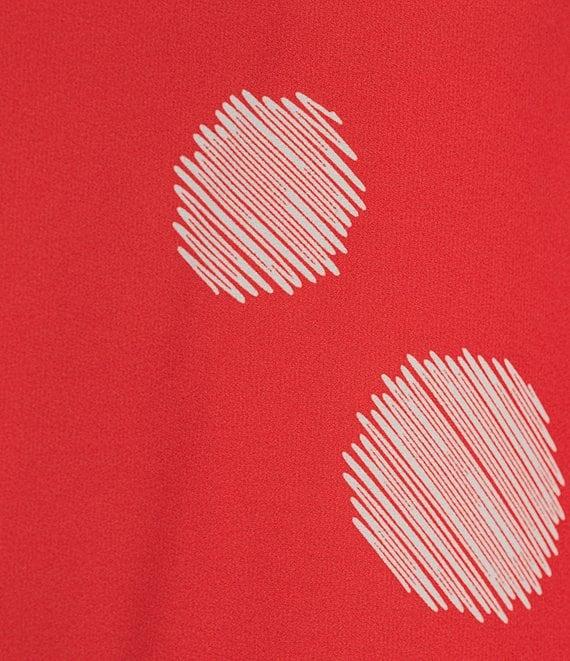 Slim Factor By Investments Kara Poppy Red Scribble Dots Boat Neck 3/4 Tiered Sleeve Top Product Image