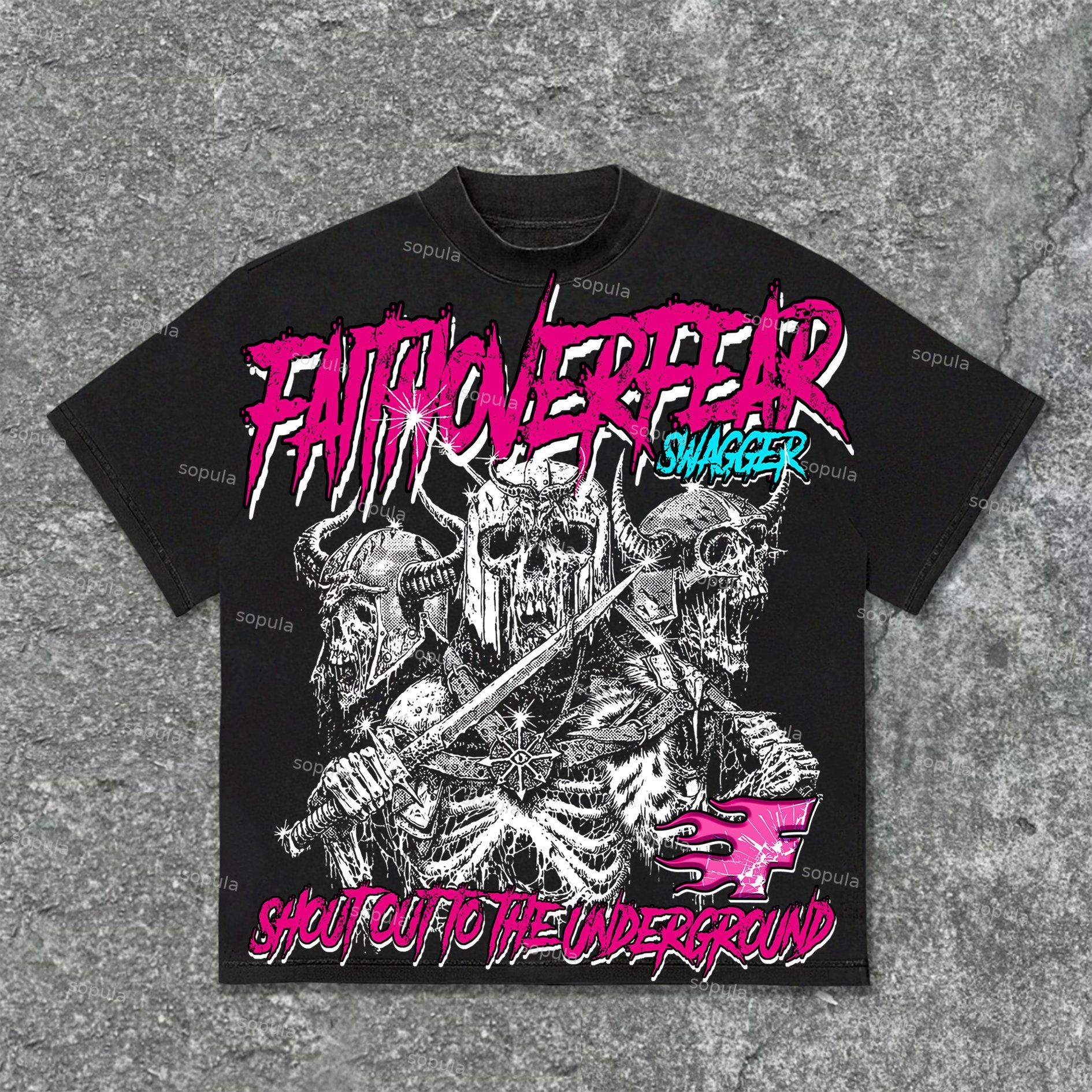 Sopula Skull Knight Faith Over Fear Graphic Print Cotton T-Shirt Product Image