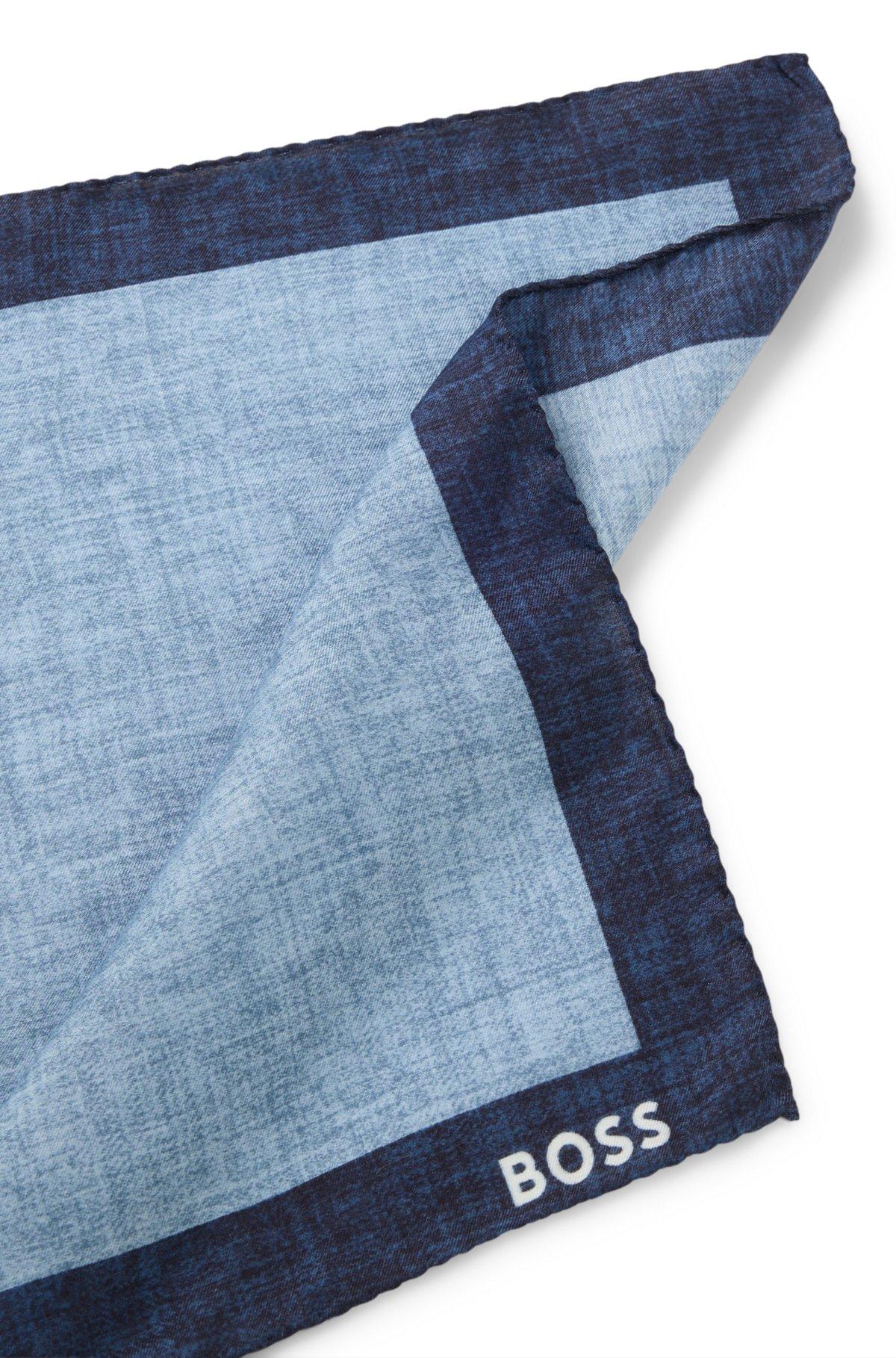 Printed pocket square with logo border Product Image