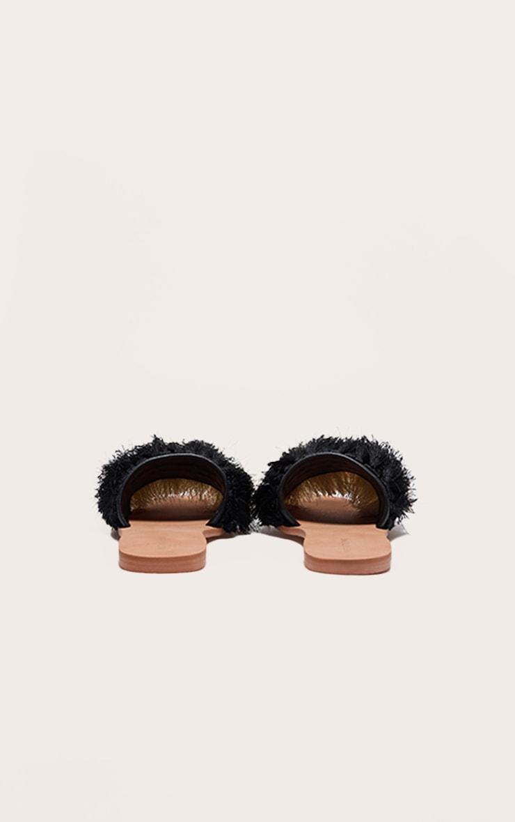 Black and Cream Square Toe Tassel Mule Sandals Product Image