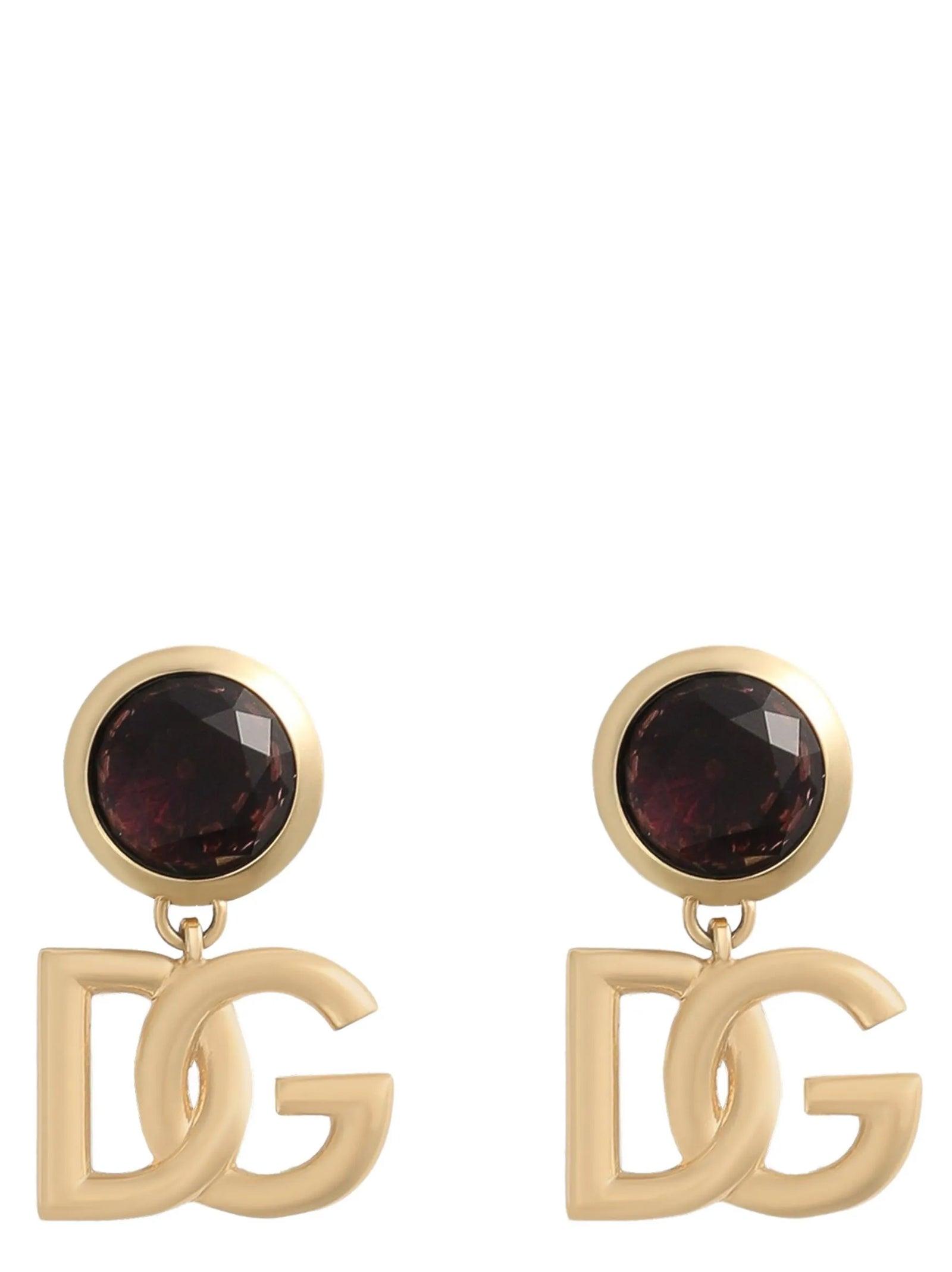 DOLCE & GABBANA Logo-plaque Earrings In Gold Product Image