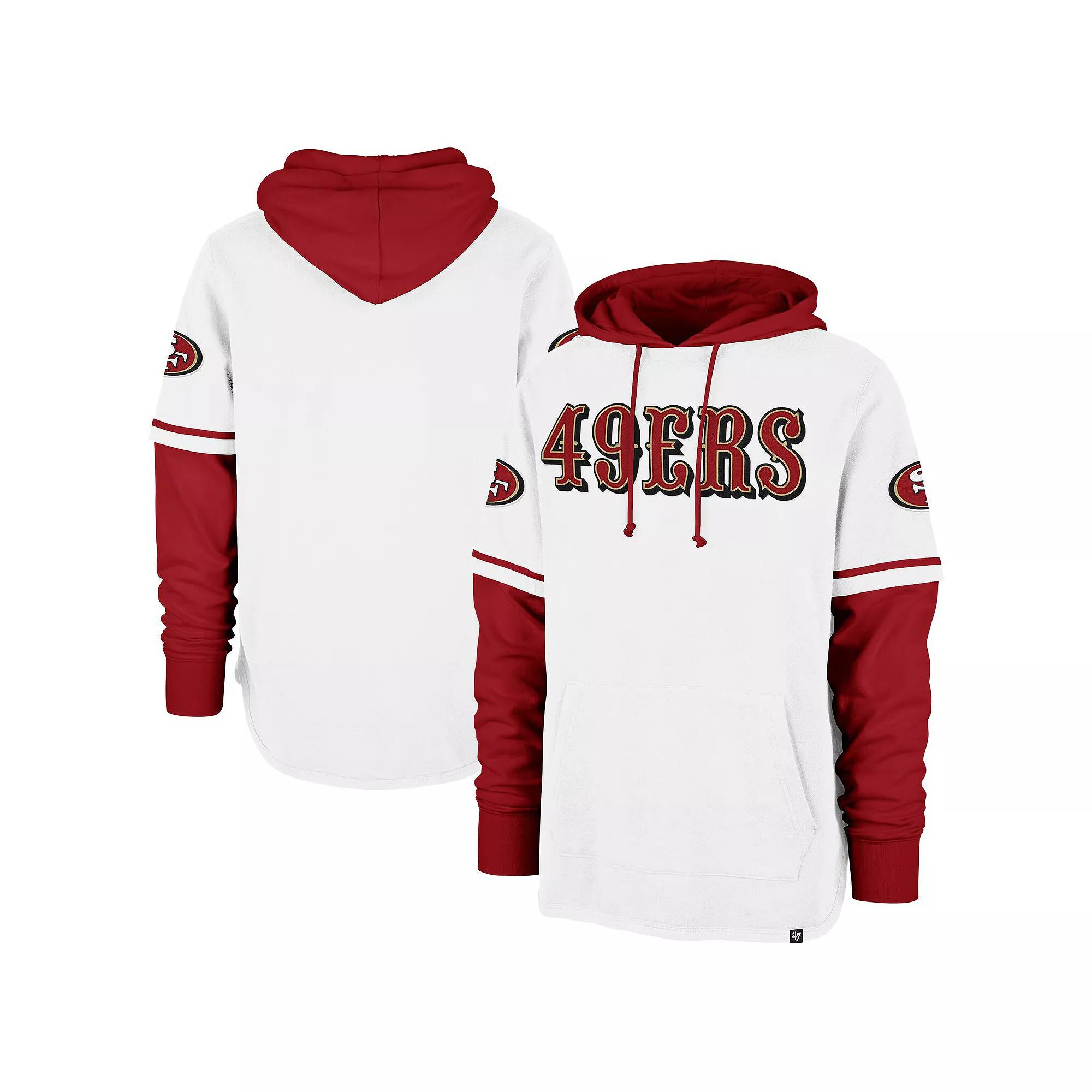 Men's '47 White San Francisco 49ers Trifecta Shortstop Pullover Hoodie, Size: XL Product Image
