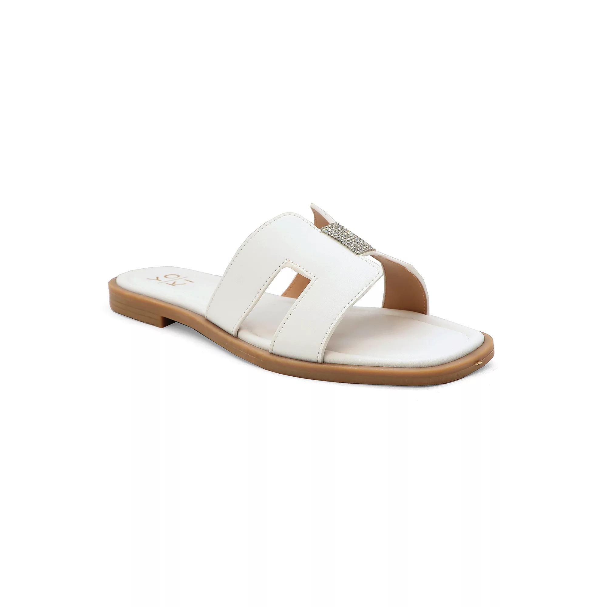 Yoki Women's H-Band Upper Flat Sandal, Size: 8 Medium, White Product Image