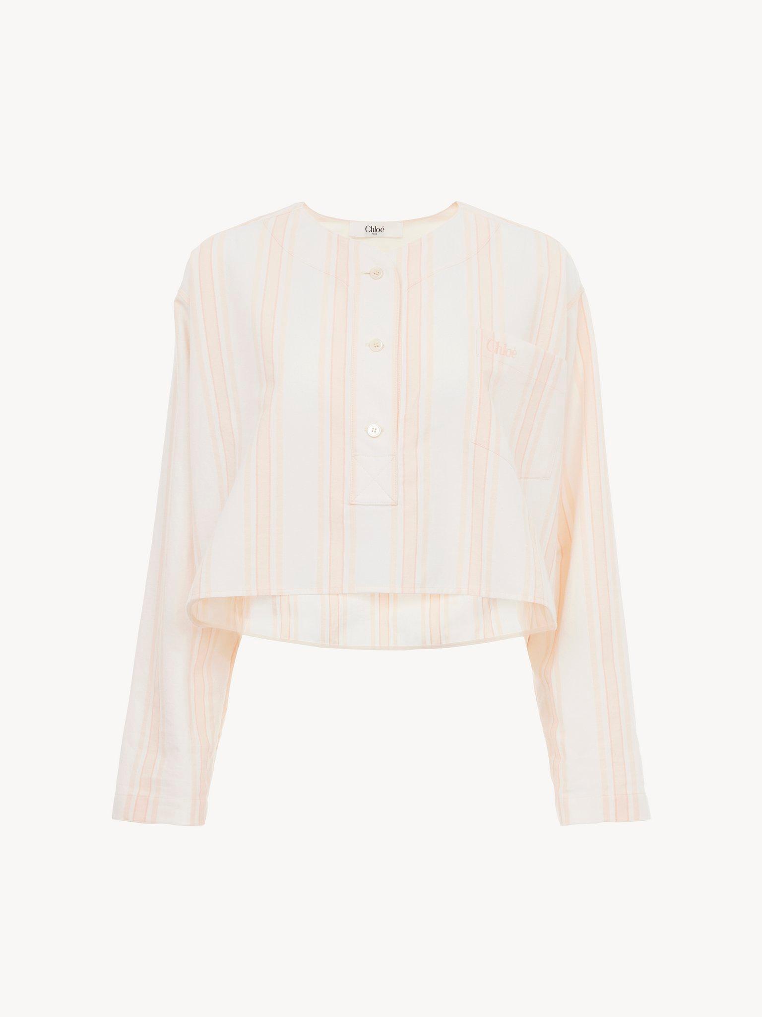 Long-sleeve cropped top in cotton Product Image