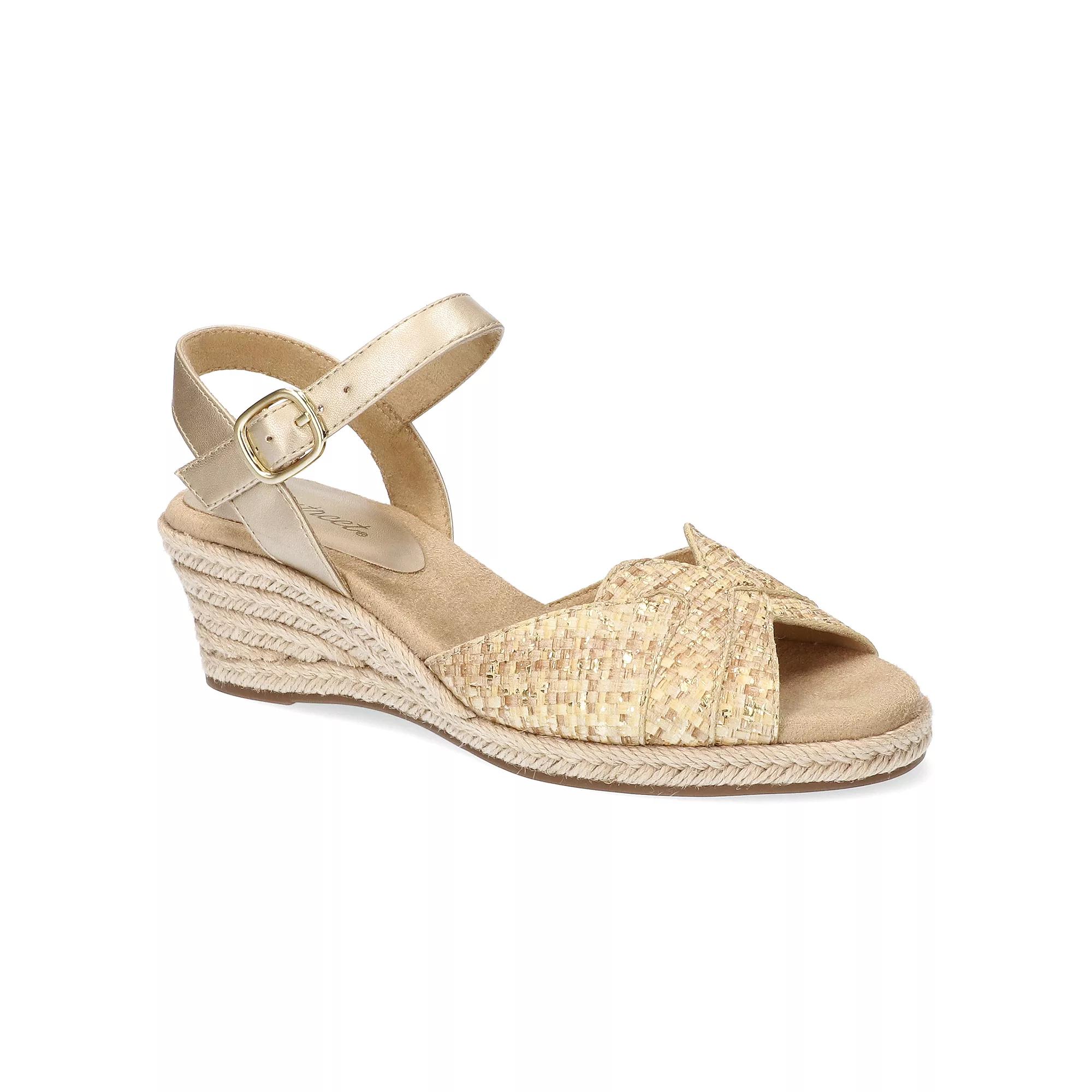 Easy Street Miramar Women's Espadrille Wedge Sandals, Size: 7.5 Wide, Grey Woven Ombre Product Image