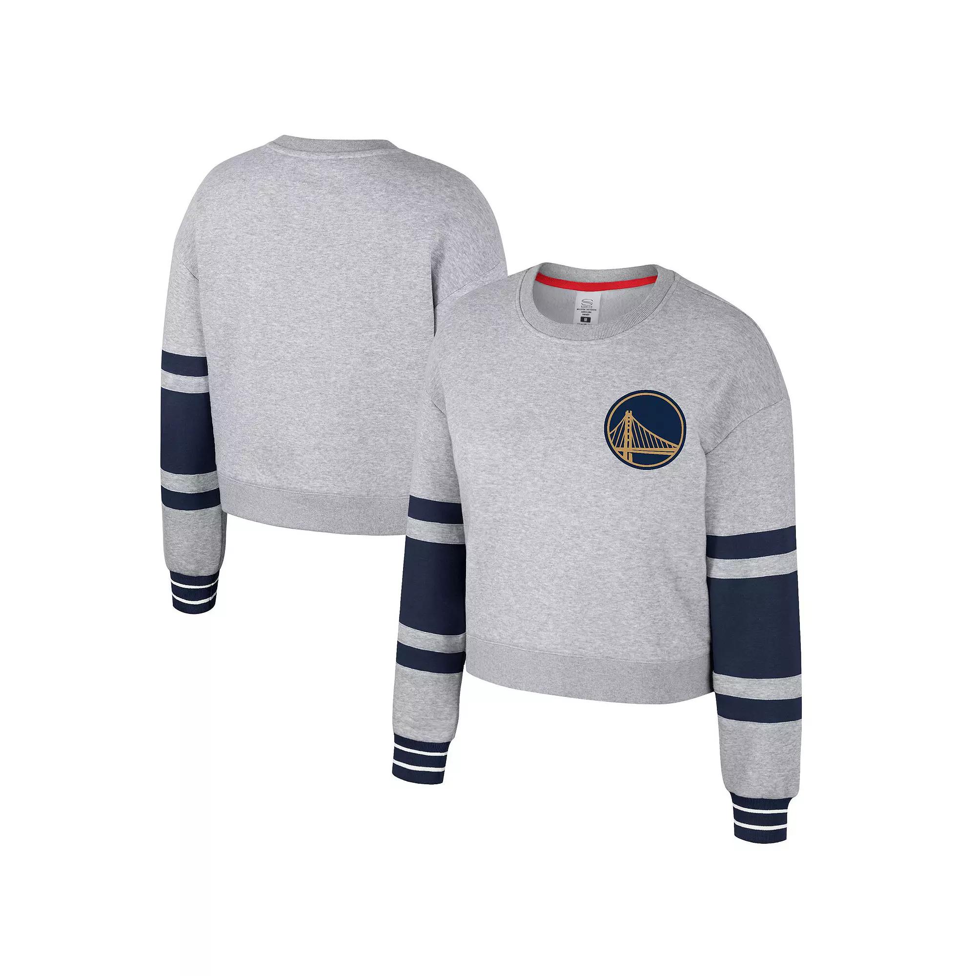 Women's Stadium Essentials Heather Gray Golden State Warriors 2024/25 City Edition Scrimmage Cropped Pullover Sweatshirt, Size: Small, Grey Product Image