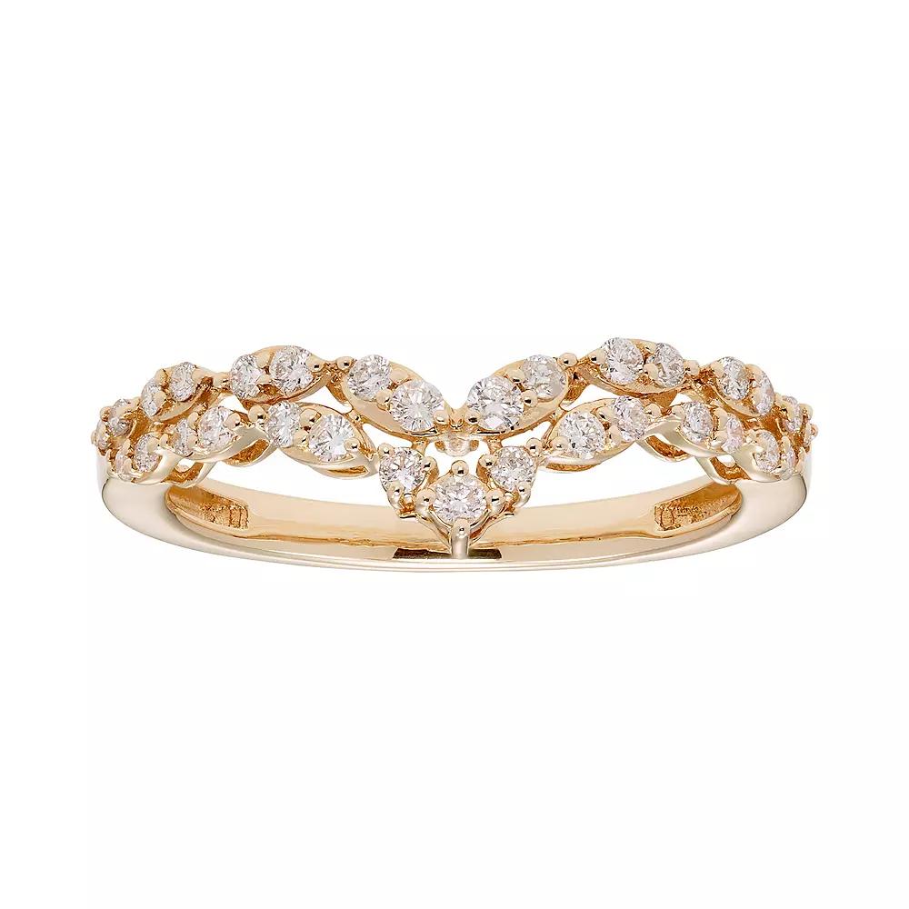 The Regal Collection 14k Gold 1/3 Carat T.W. IGL Certified Diamond Chevron Ring, Women's, Size: 5, White Product Image