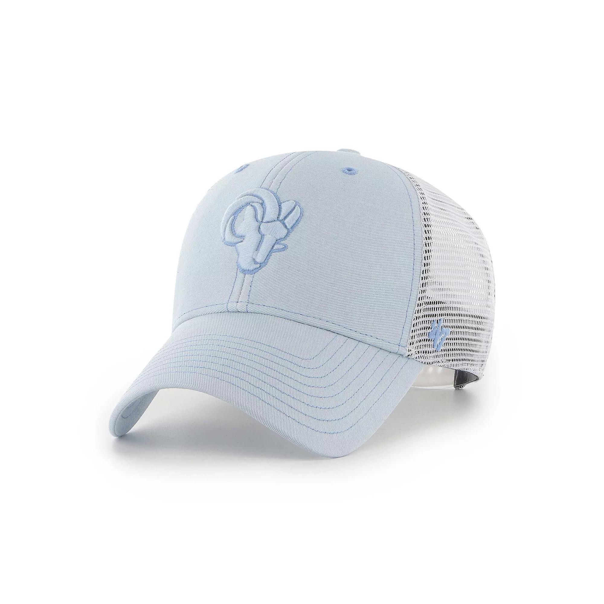 Women's '47 Light Blue/White Los Angeles Rams Haze Clean Up Trucker Snapback Hat Product Image