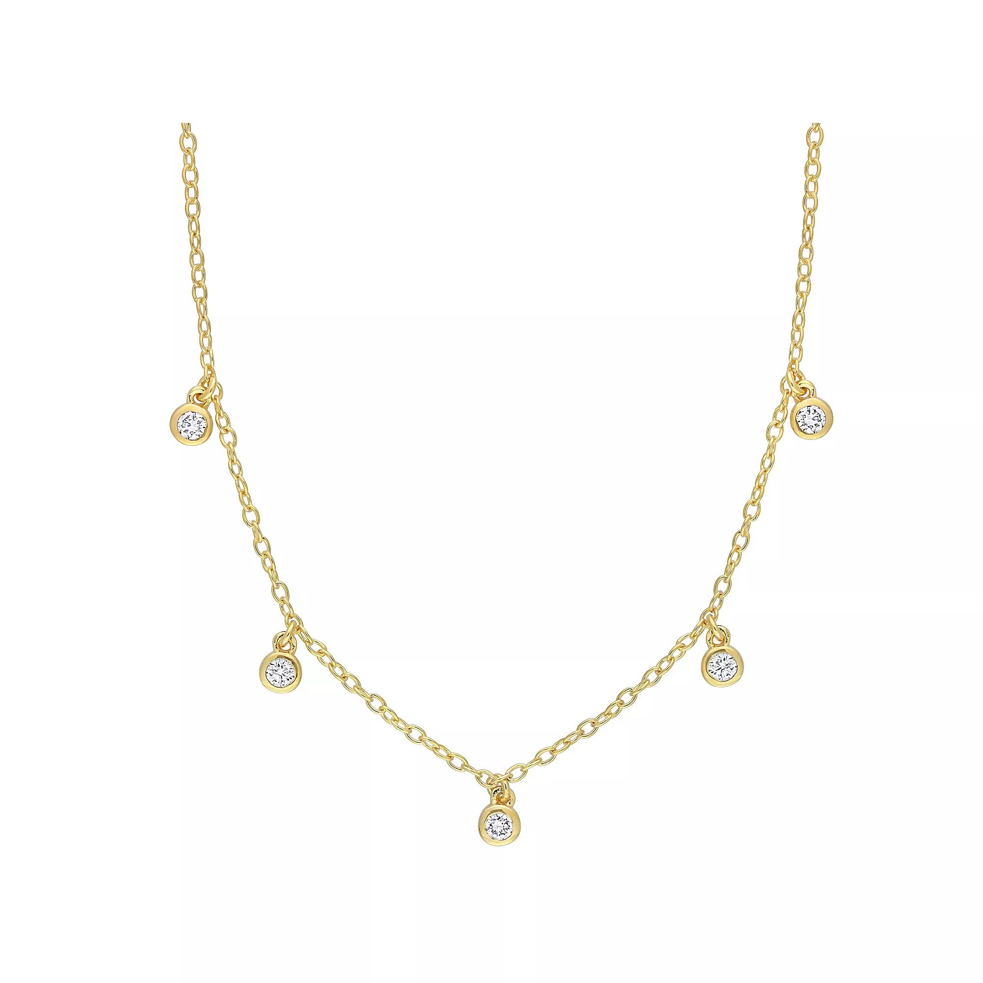Stella Grace 18k Gold Over Silver 1/6 Carat T.W. Lab-Grown Diamond Station Necklace, Women's, Size: 16-18" ADJ, 18k Gold Plated Product Image