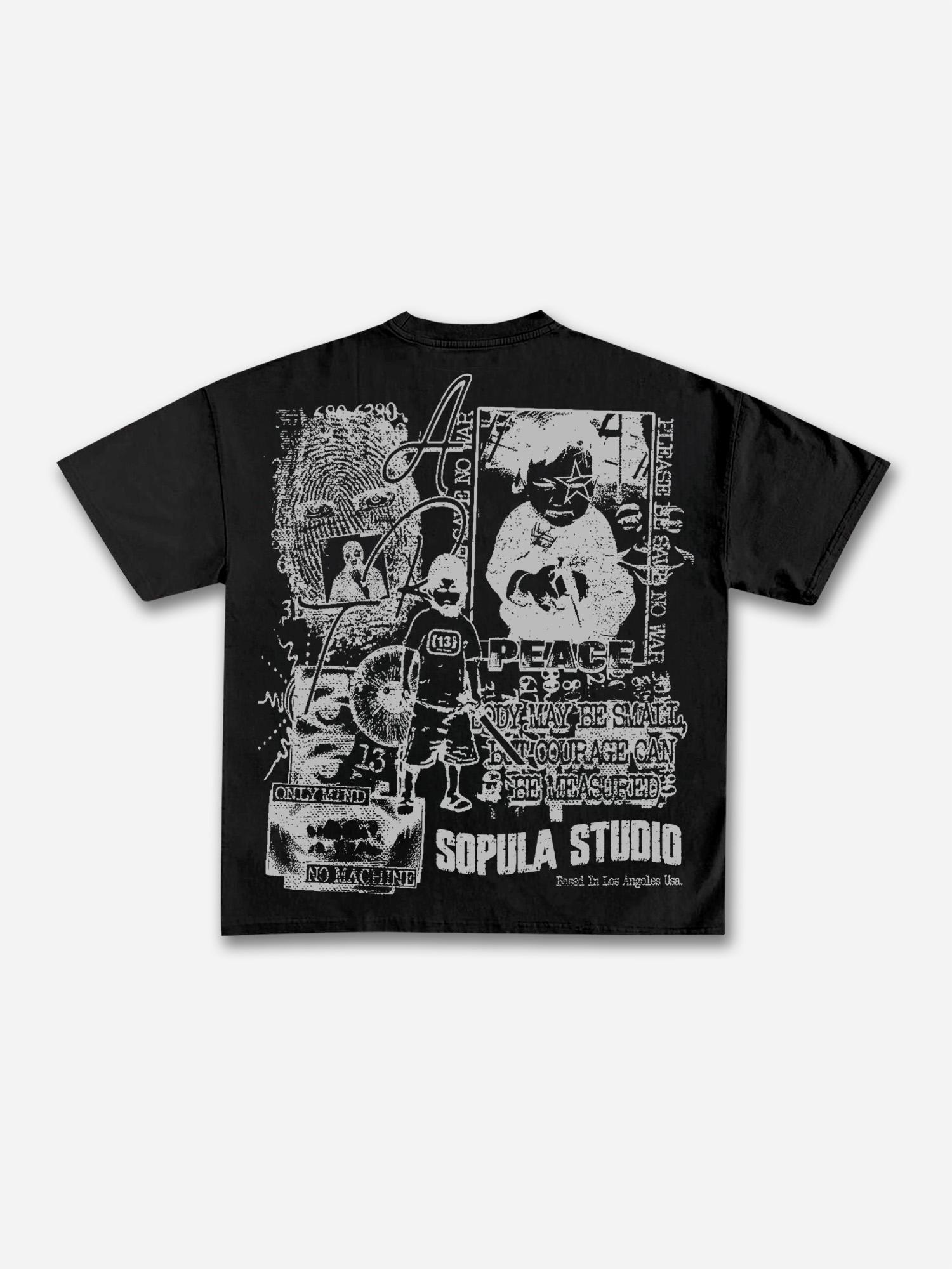 Peace Courage Can Be Measured Graphic Cotton T-shirt Product Image