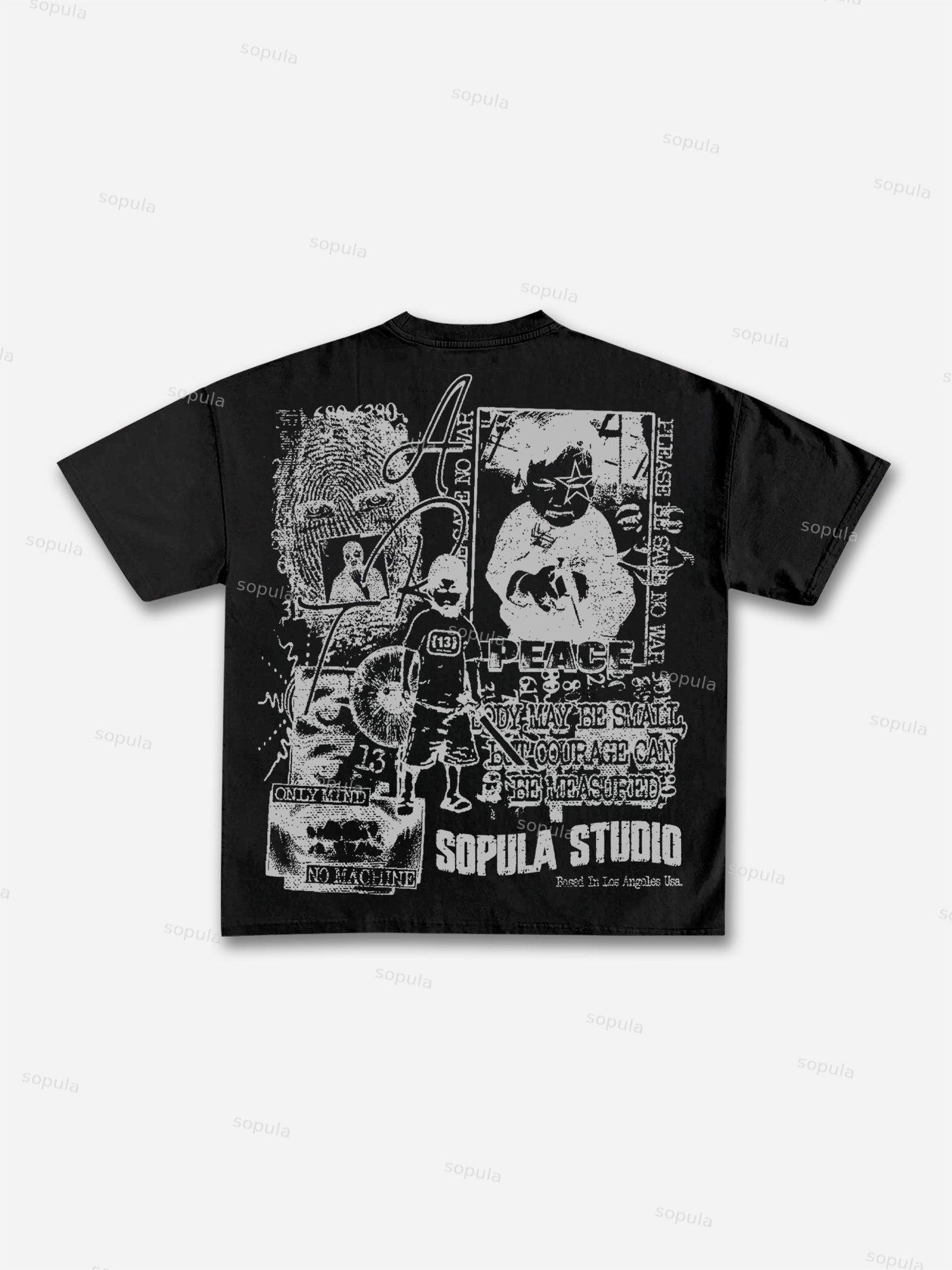 Peace Courage Can Be Measured Graphic Cotton T-shirt Product Image