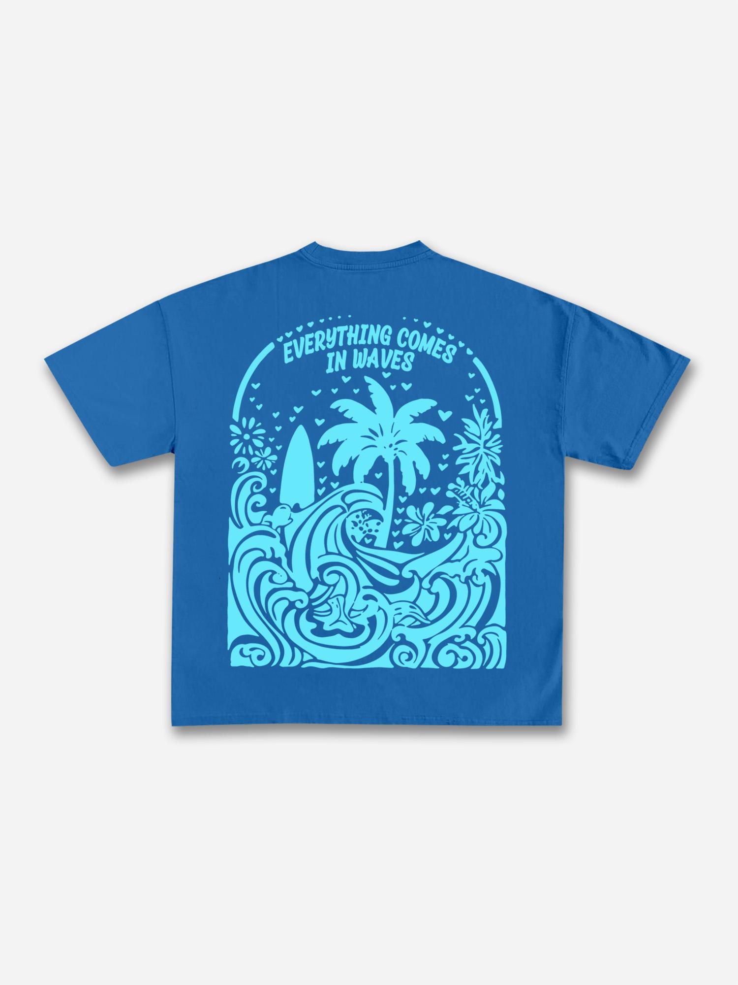 Sopula Everything Comes In Waves Casual Graphic Cotton T-shirt Product Image