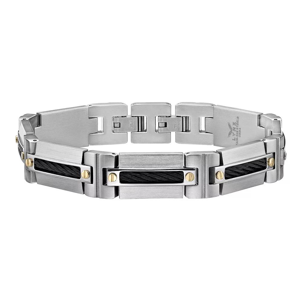 Men's LYNX Two Tone Stainless Steel Cable Bracelet, Size: 8.5" Product Image