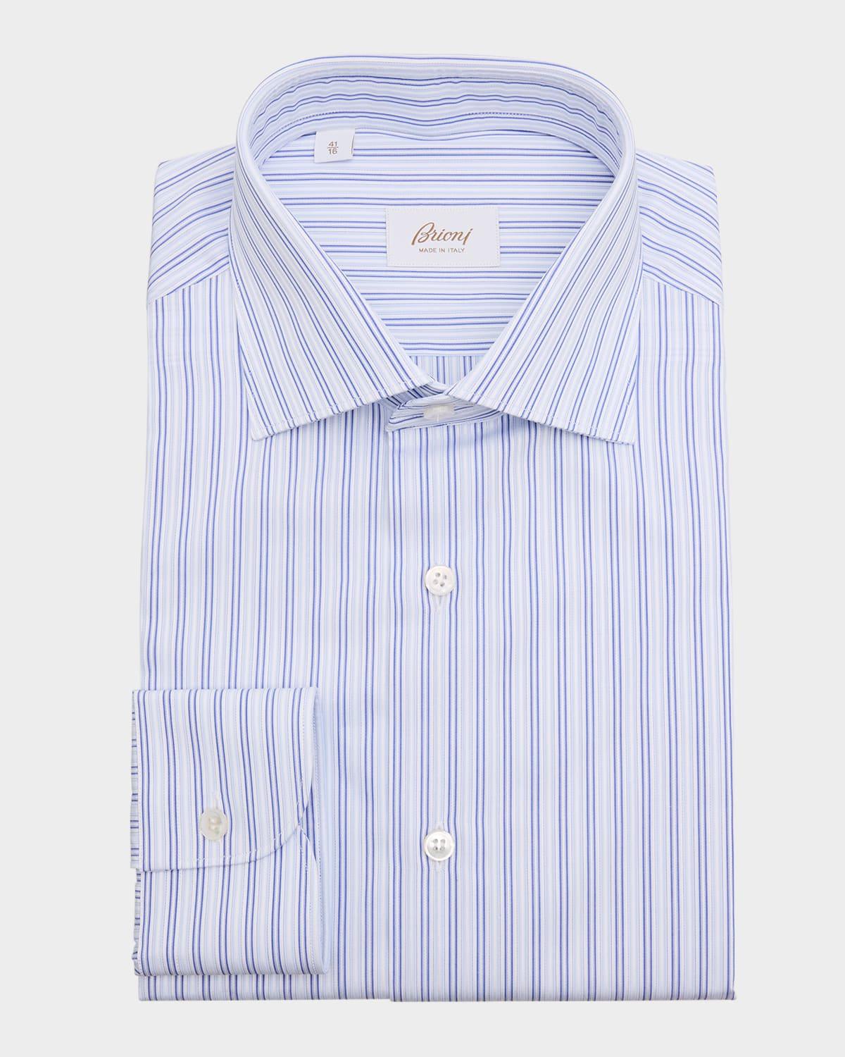 Men's Cotton Multi-Stripe Dress Shirt Product Image