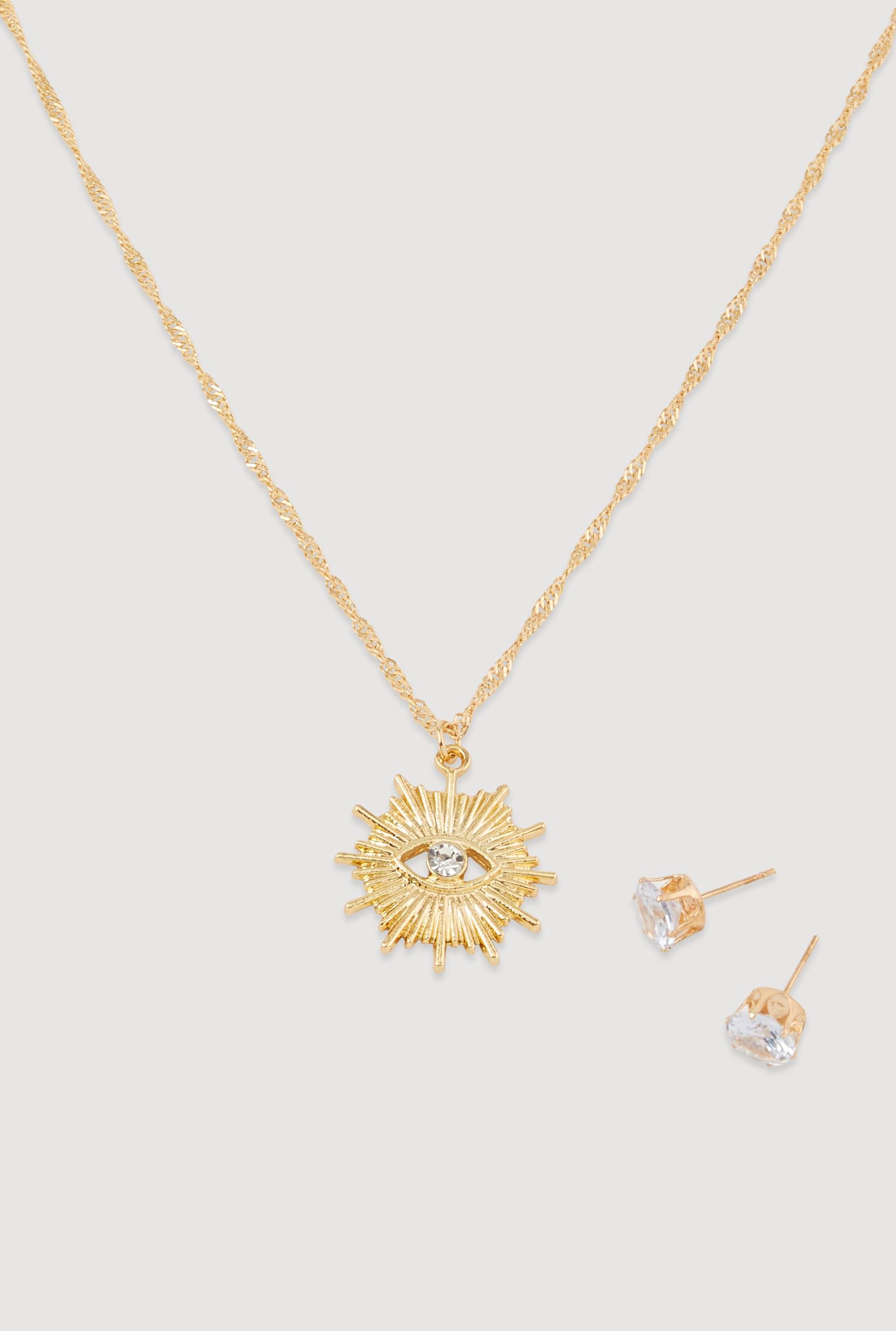 Love Curb Chain Necklace and Stud Earrings Unisex Product Image