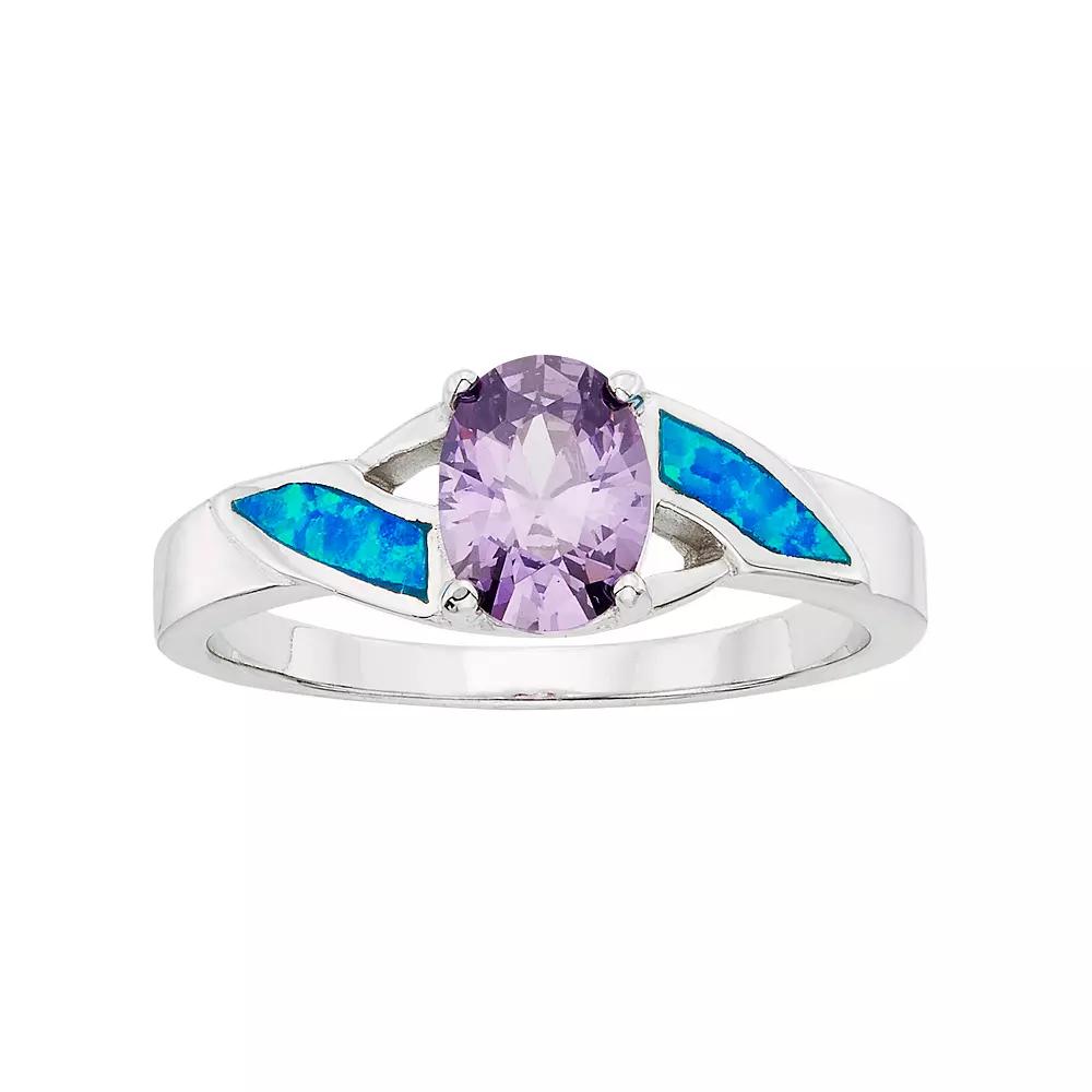 Nautica Rocks Cubic Zirconia & Lab-Created Blue Opal Sterling Silver Ring, Women's,  Product Image