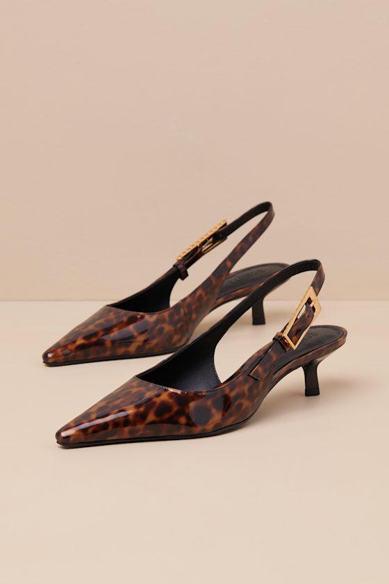 Ciara Tortoiseshell Black Patent Slingback Pumps Product Image